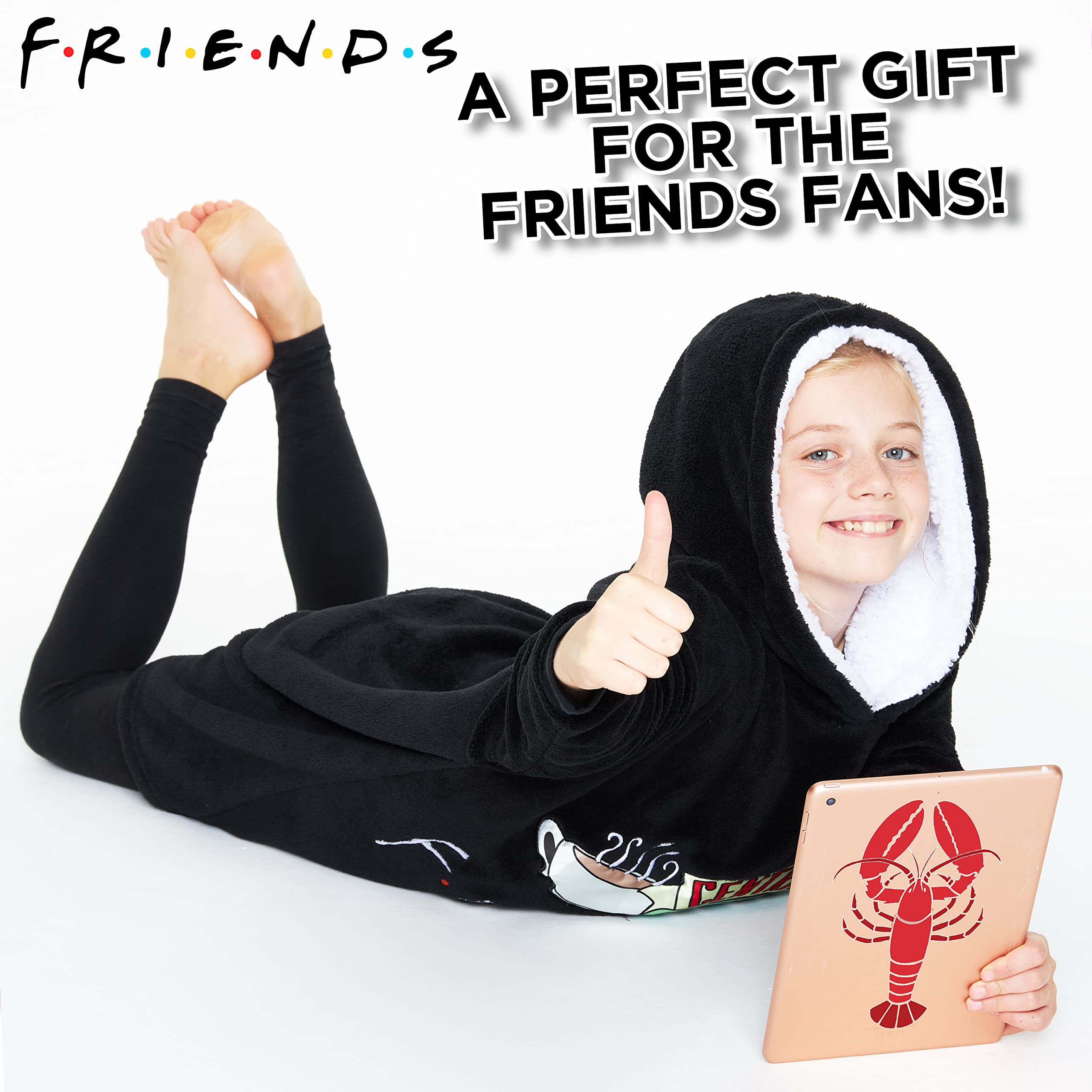 FRIENDS Serie TV Felpa Ragazza, Felpa Coperta Oversize di Pile con Cappuccio, Blanket Hoodie Central Perk, Merchandise Ufficiale