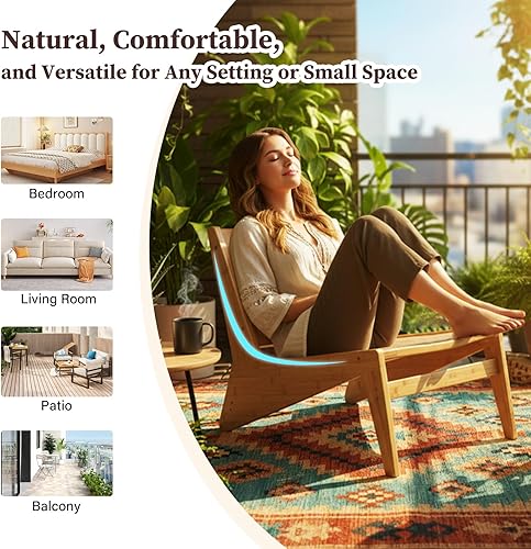 Miniatura 9 de Silla decorativa de ratán para sala de estar, silla auxiliar de mediados de siglo, cómodas sillas de bambú para dormitorio, sala de lectura, madera