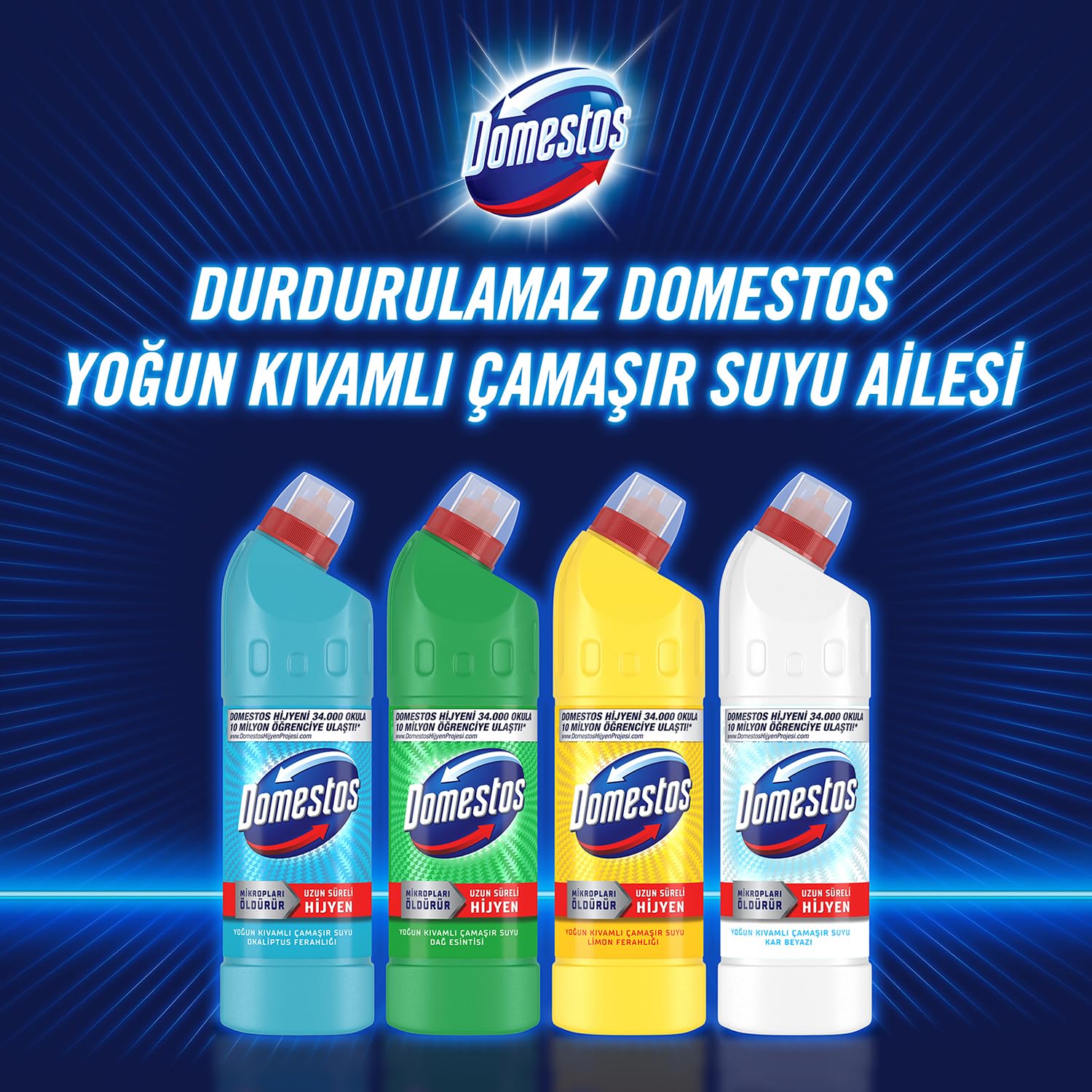 Domestos Yoğun Kıvamlı Çamaşır Suyu Dağ Esintisi 750 ml x4