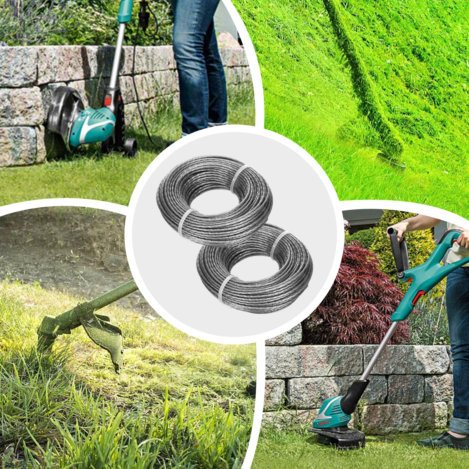 Cable De Repuesto Para Desbrozadora Bosch - 2 Rollos De 24 M, Diámetro 1.6 Mm, Compatible Con Modelos ART, EasyGrassCut Y UniversalGrassCut