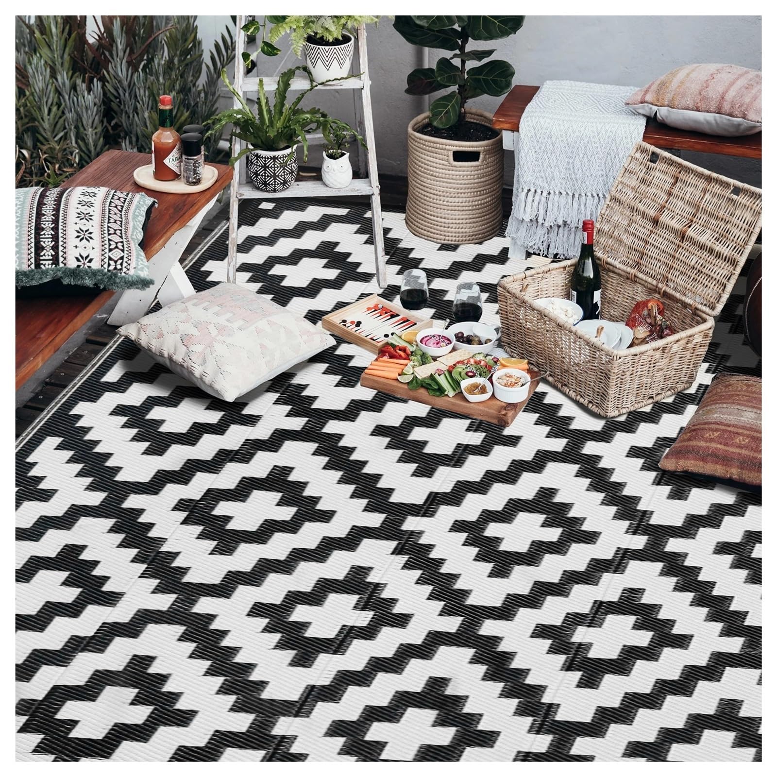 Generico Grande tappeto da campeggio Tappetino picnic Tappetini pieghevoli reversibili compatibili con il pavimento della spiaggia del cortile patio