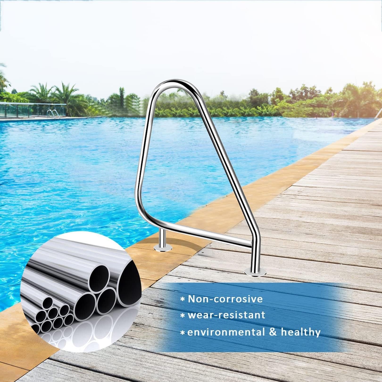 Barandilla For Piscina Barandilla For Piscina Humanizada De Acero Inoxidable 304, 2 Piezas, Kit Completo, Adecuado For Piscinas Interiores Y Exteriores, Spa, Parque Acuático ( Size : Thick 1.2 mm )