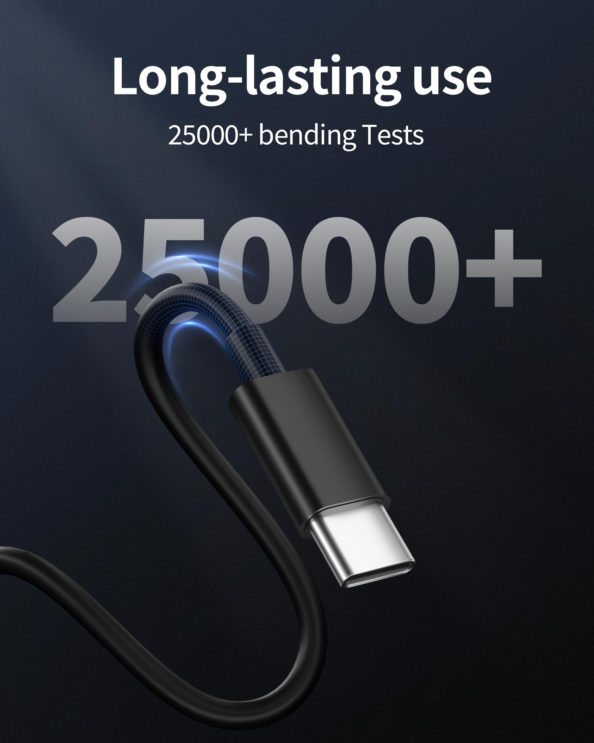 Cable USB C a USB C de 10 pies, paquete de 2 cables de carga tipo C de carga rápida para iPhone 16/15 Pro Max/Plus/16e, iPad Pro/Air/Mini, MacBook, Samsung S25/S24/S23, Pixel 9/8/7, tablet, Android