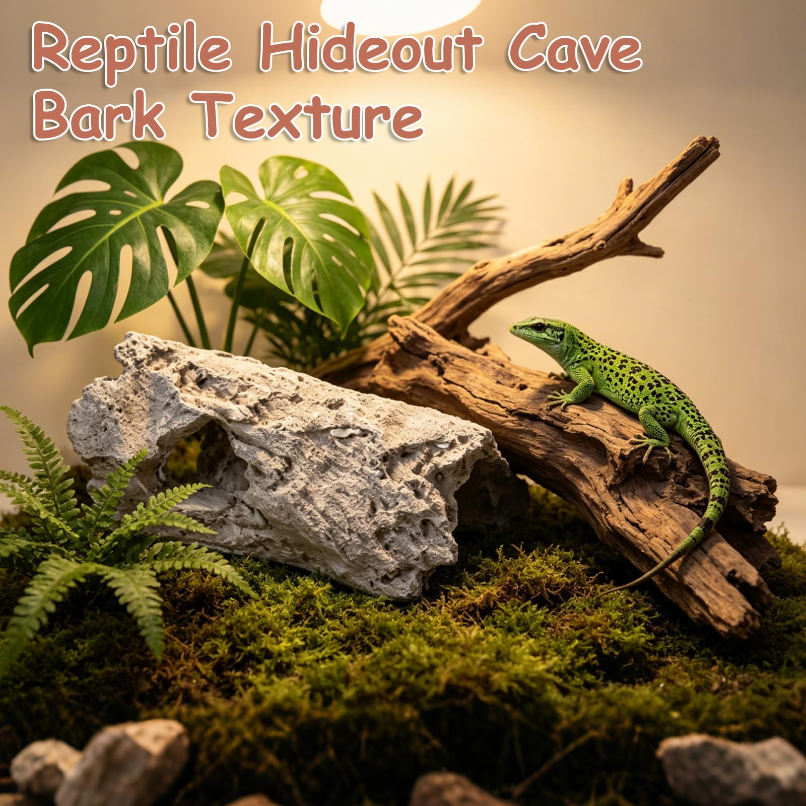 Textura de corteza de cueva para reptiles, decoración de corteza de cemento, casa de escondite de reptiles para lagarto, gecko, escorpión, araña, decoración de hábitat de terrario, accesorios de