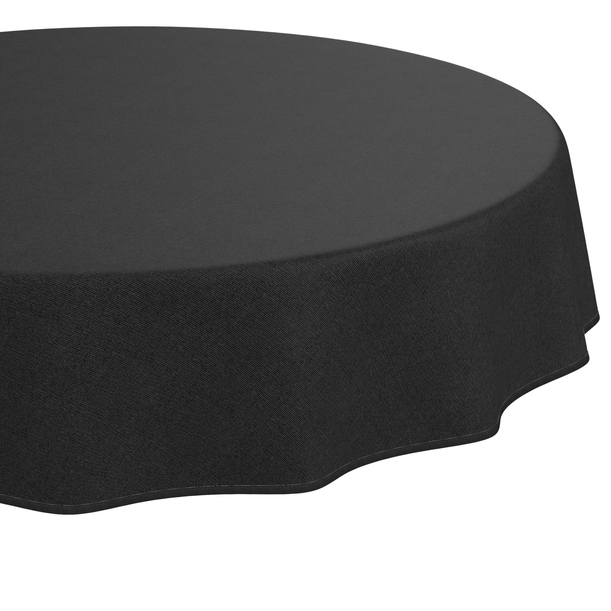 ANRO Washable Tablecloth Anthracite Linen Look Round 120 cm - Garden Tablecloth Indoor Outdoor Water-Repellent Dirt-Repellent Easy Care with Hem