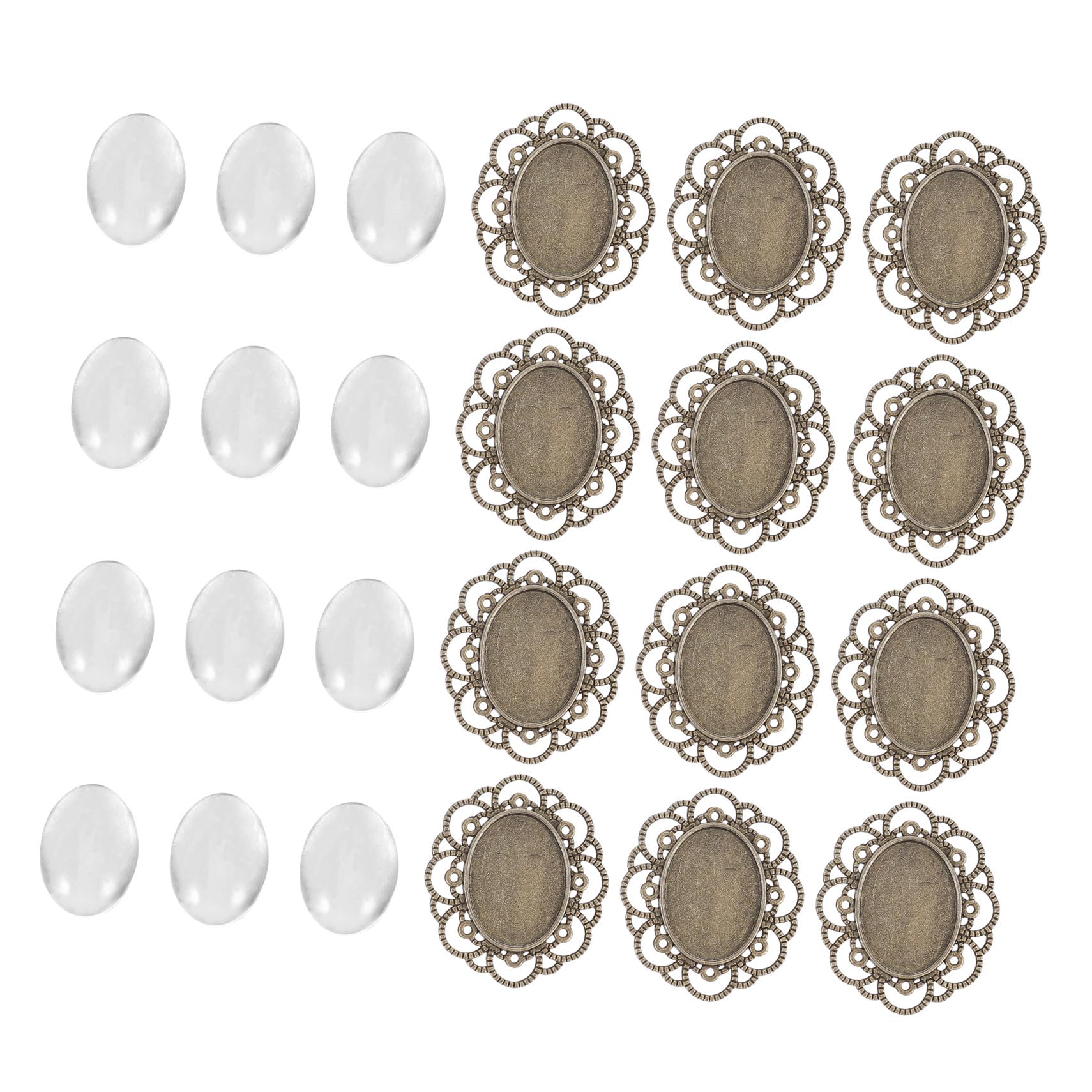 30 Stück Teiliges Retro Bronzefarbene Broschenfassung mit Glas kuppel DIY Schmuckherstellung Bastelset für Frauen und Erwachsene Kreative Handarbeit