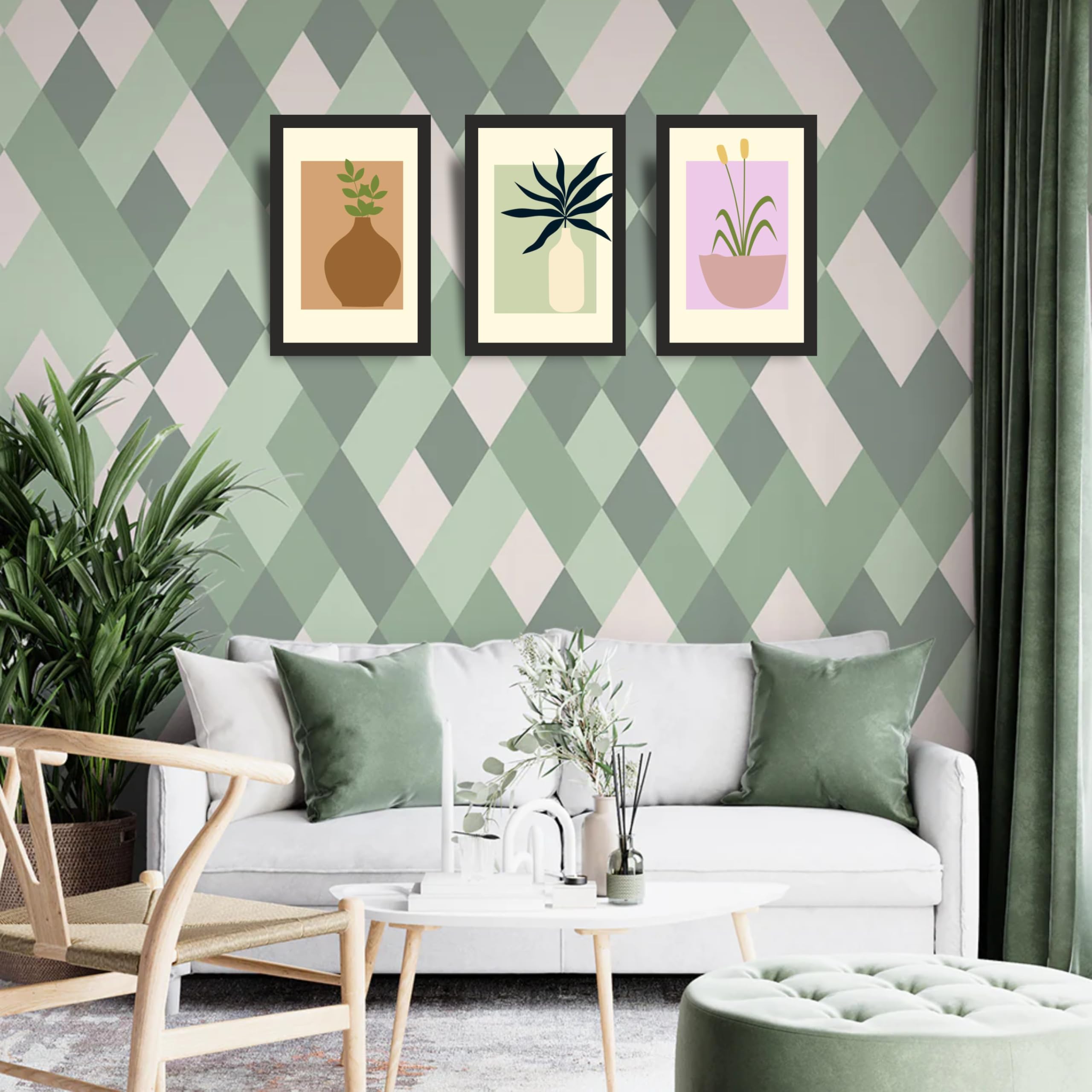 Modern Indoor Plant Wall Art Set of 3