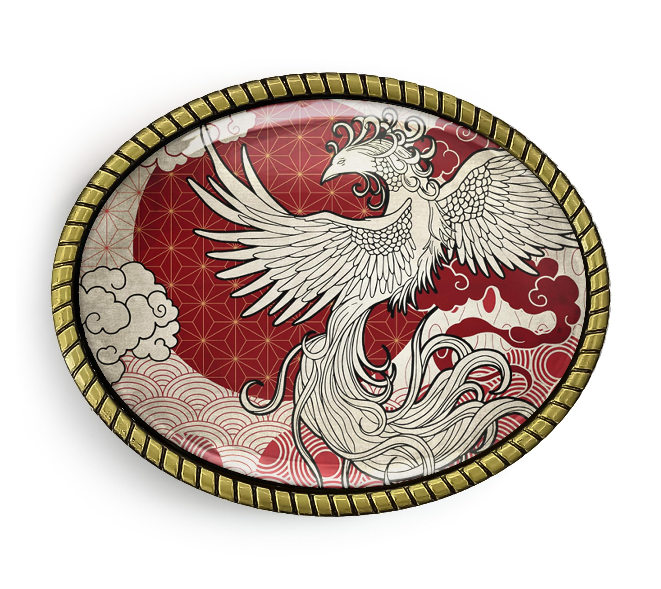 Phoenix Belt Buckle - Abstract Geometric Bird Handmade Artisan Brass Belt Buckle