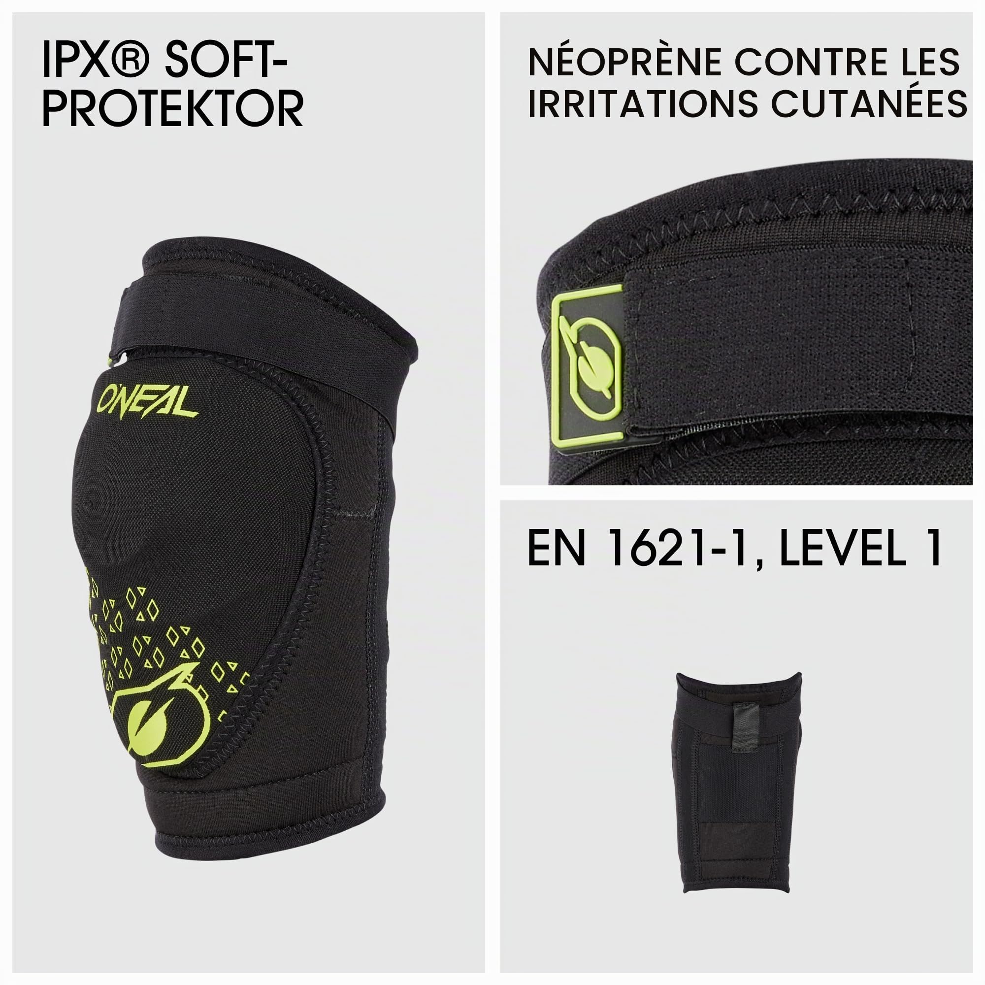 O'NEAL BMX VTT Downhill | IPX® - Protection contre les chocs en polyuréthane, construction légère, matériau résistant à l'abrasion | Dirt Knee Guard Youth V.23 | Noir jaune fluo | L-XL | Respirantes