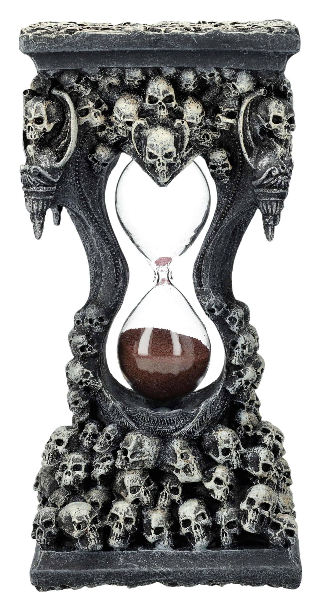 Pacific Giftware Sanduhr mit Totenköpfen - Sands of Death, Blutroter Sand, 19 cm, Gothic-Deko, Fantasy Figur