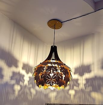 WOODIOGRAPHY Wooden Ceiling lamp Maple Leaves for decore Home,Bed Room-Corded Electric