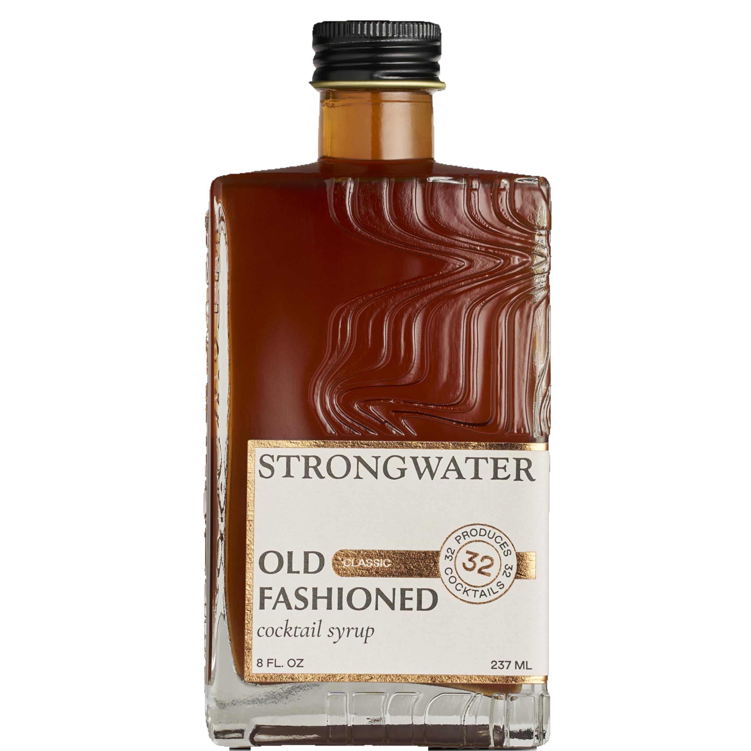 Strongwater Old Fashioned Mix - Makes 32 Cocktails - Handmade Old Fashioned Syrup with Bitters, Orange, Cherry, Organic Demerara Sugar - Craft Cocktail Mixer, Easy Mix with Bourbon, Whiskey