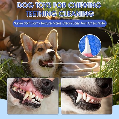 Squeaky Dog Toys, Durability Interactive Tug of War Puppy Toys for Indoor and Outdoor Play - Stuffed Pet Dog Toys with Soft Fabric Suitable for Small, Medium, and Large Dogs(Blue)