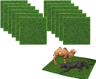 12 Pcs Fake Grass Craft Mats (2 Packs) Mossy Artificial Turf, Premium Fairy Garden Grass and Dollhouse Grass for Mini DIY Projects, Small Garden Ornaments (Green)