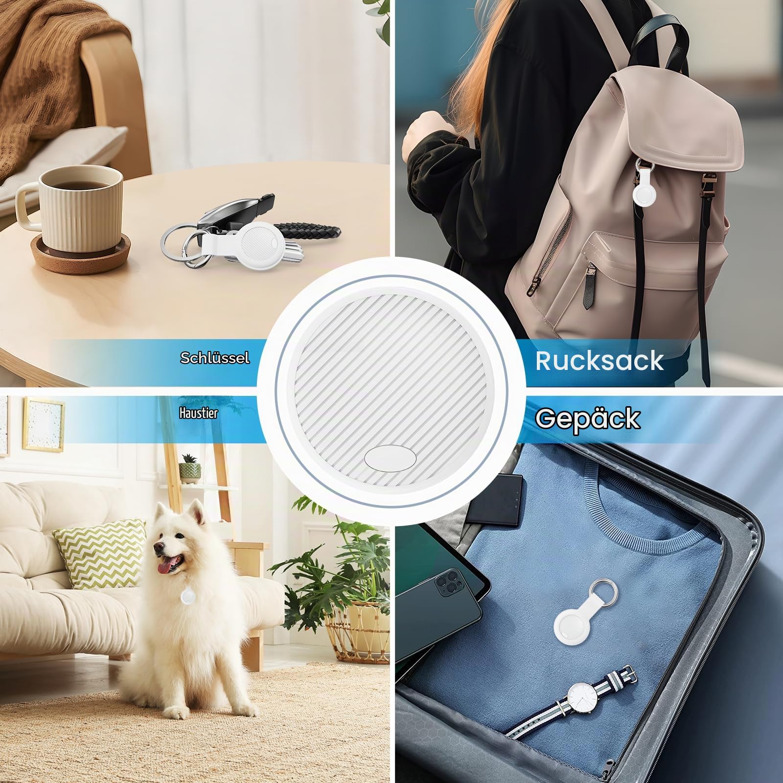 Smart Tracker Tag 4-Pack - GPS Tracker Kompatibel mit Apple Wo ist? (iOS NUR) mit Schutzhülle,Wasserdichter Gegenstandssucher, Bluetooth-Schlüsselfinder für Geldbörse,Gepäck,Austauschbare Batterie