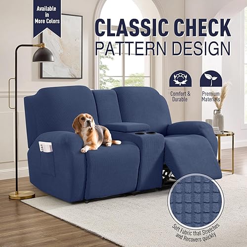 Miniatura 2 de TAOCOCO Funda de sofá reclinable con funda de sofá de consola central, fundas elásticas para sofá reclinable de 2 asientos, funda de sofá reclinable
