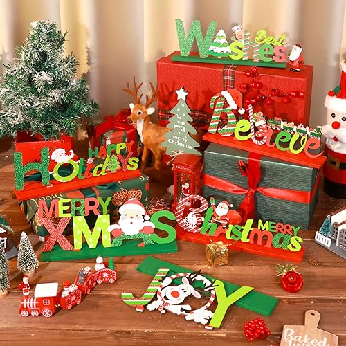 Miniatura 5 de Hommtina 6 piezas de decoración de mesa, letrero de madera de feliz mesa, decoración interior para cenas, mesas auxiliares