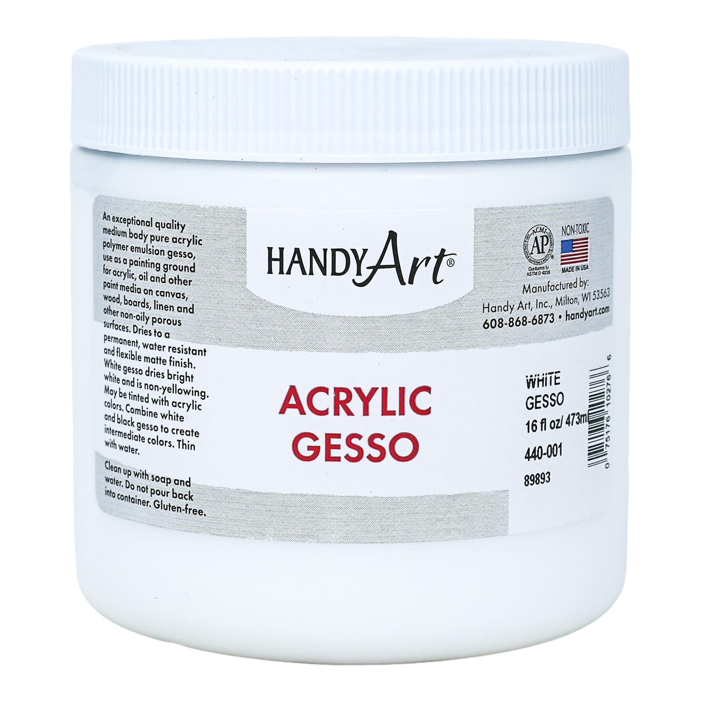 Student Acrylic 16 ounce, White Gesso, 1 Pound (Pack of 1)