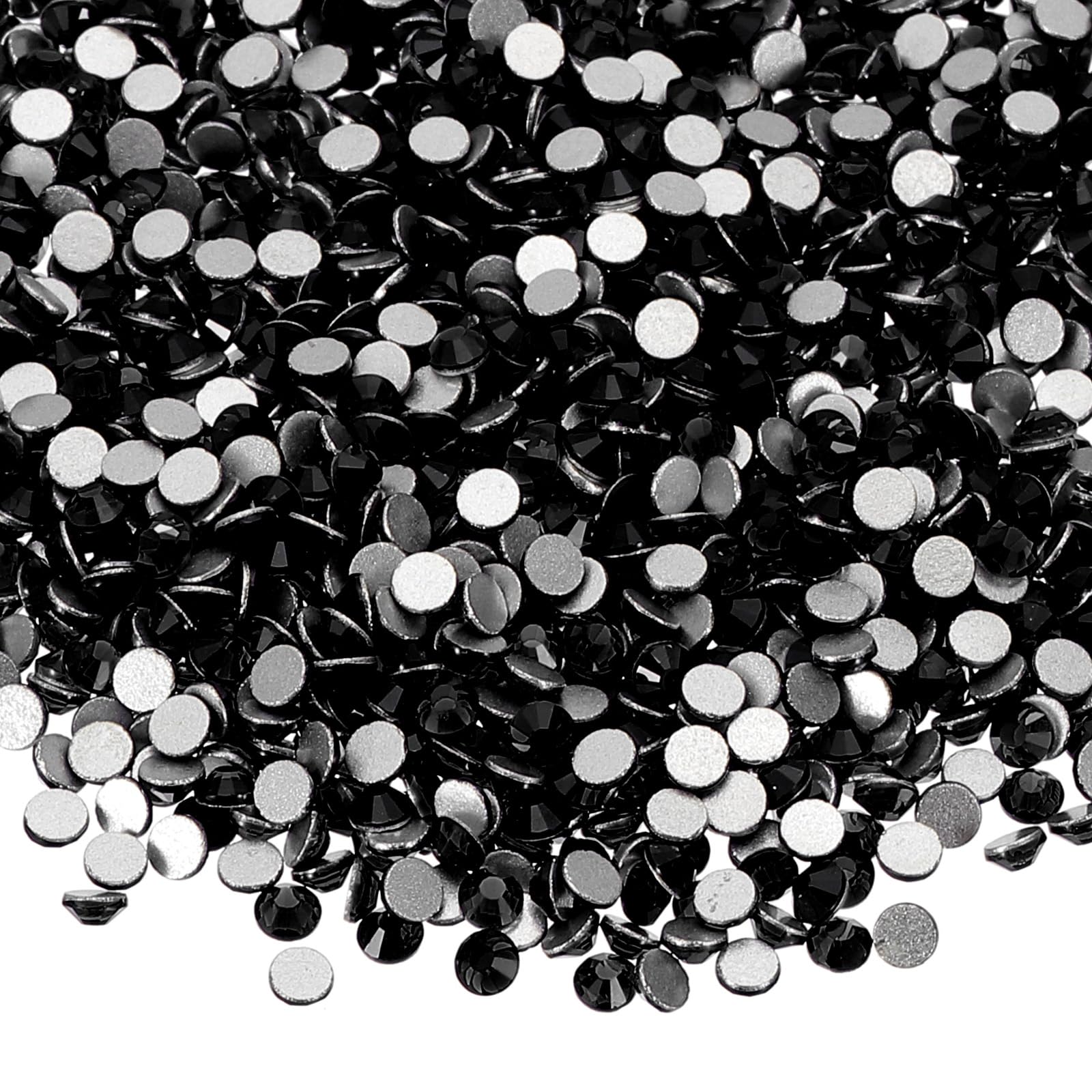 PATIKIL 4320Pcs SS6 Round Flatback Crystal 2.0-2.1mm Glass Rhinestones Gems Diamonds for DIY Crafts Clothes Shoes Nail Art Decoration, Black