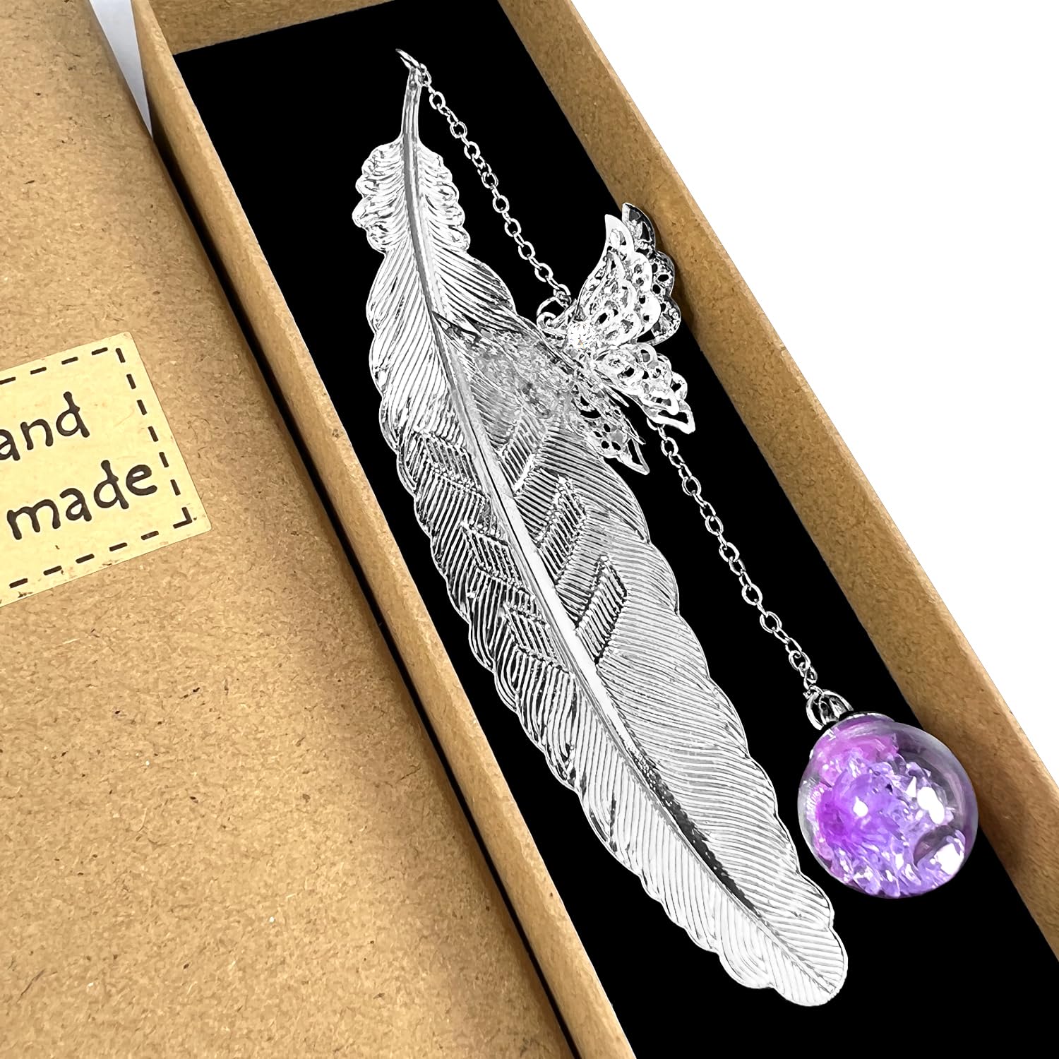 Mgood Marcapaginas De Plumas De Metal Con Colgante De Mariposa En 3D Marca Paginas Libros Regalos Cumpleaños Niños Regalo De Navidad Colegio Regalos Mujer Adecuado Para Mujeres Niñas Lectoras（Plata）