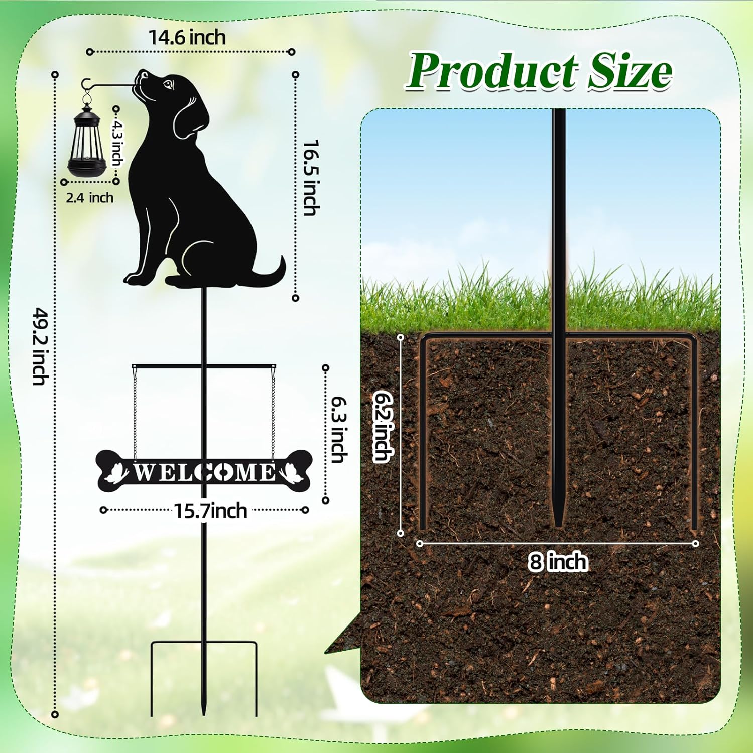 Solar Garden Stakes Golden Retriever Silhouette Dog Welcome Sign with Lantern Outdoor Decorative Stakes for Outside,Pathway,Yard, Lawn - Image 5