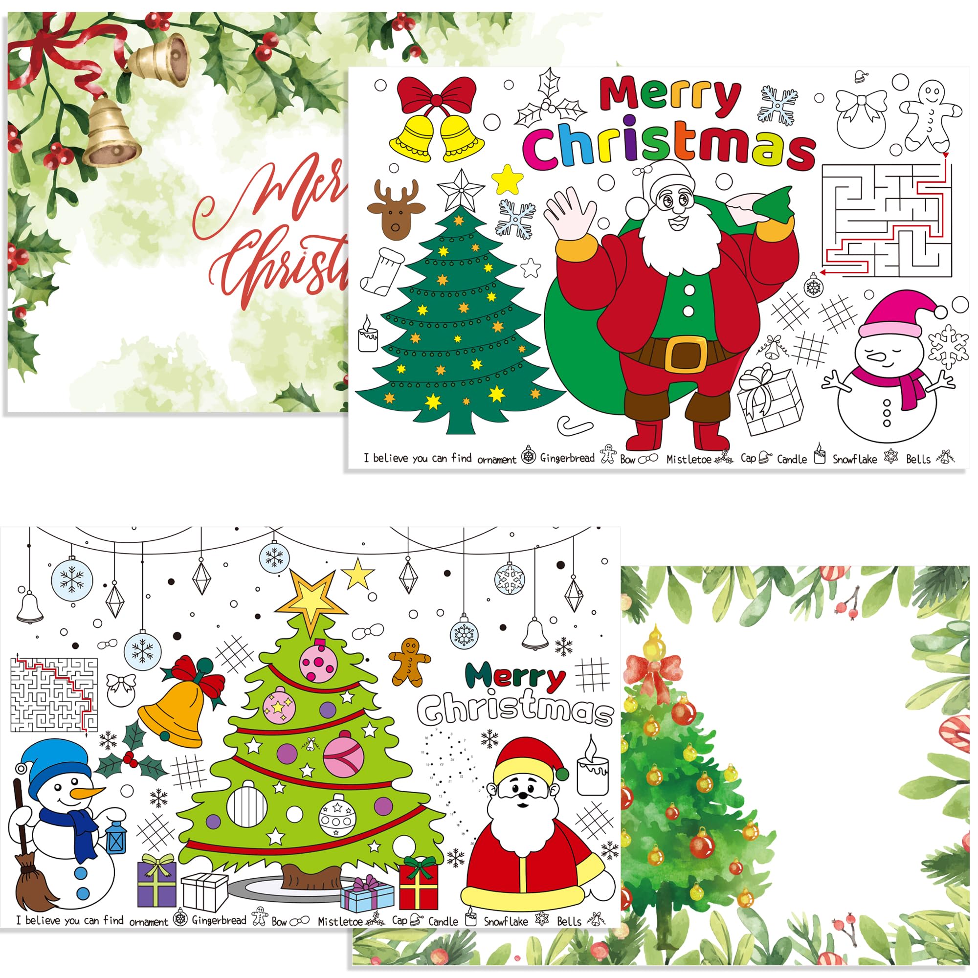 24Pcs Christmas Coloring Placemats for Kids 11x 17Inch