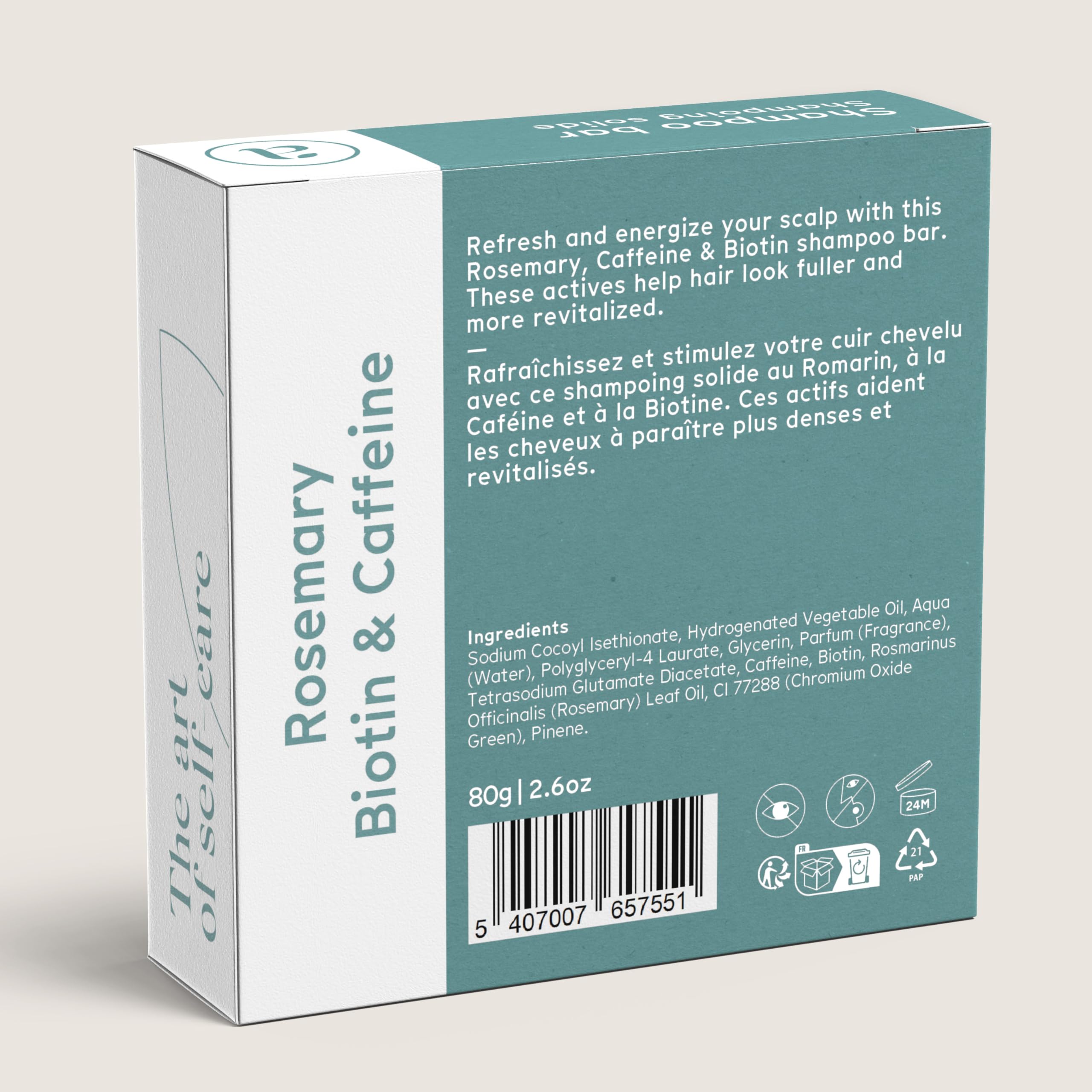 Arista Shampoing Solide Romarin & Biotine, Shampoing Volume Cheveux Fins et Plats, Apporte Volume et Légèreté, Favorise la Croissance, Sans Paraben, Sans Silicone, Sans Sulfate, Vegan (80 g)