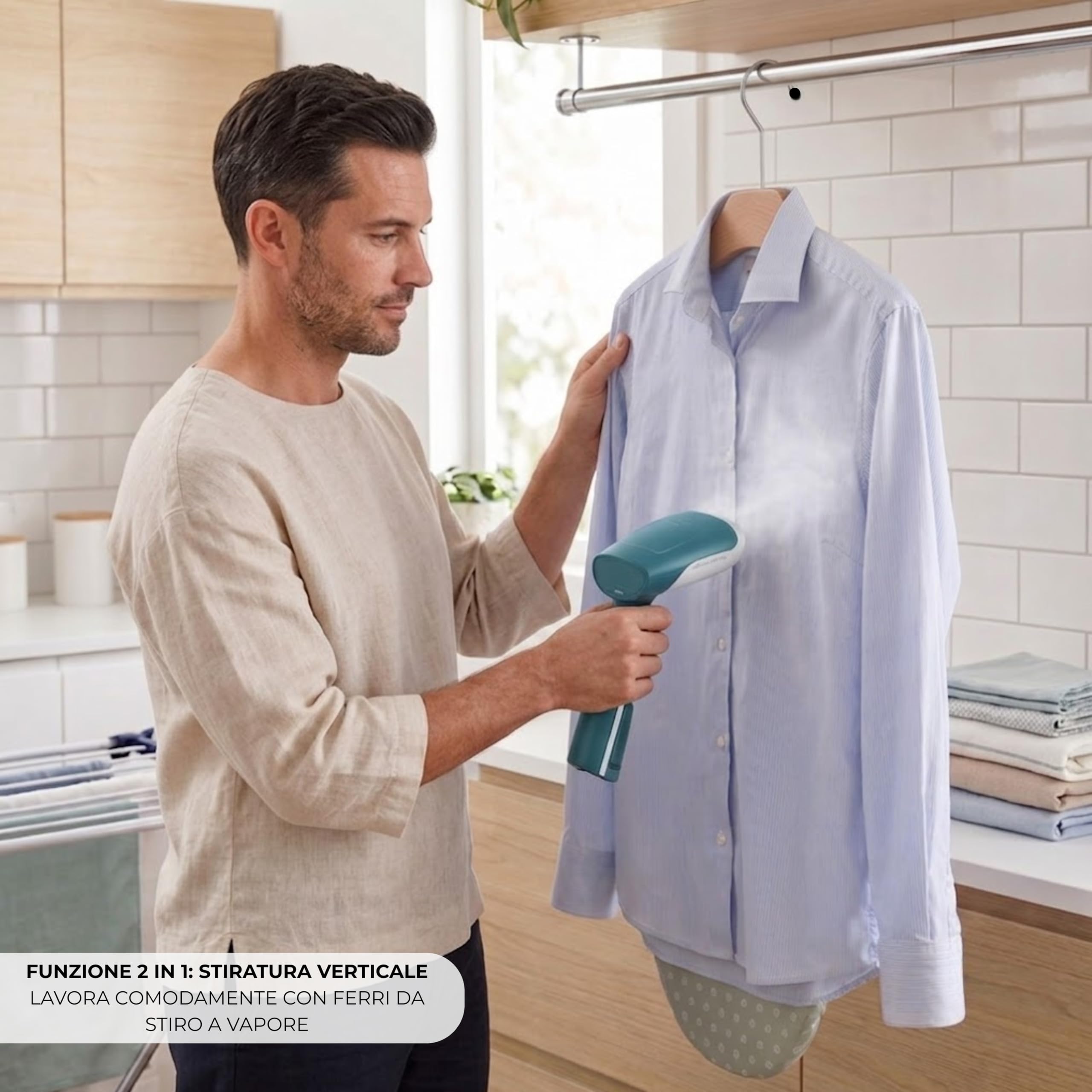 Erreke Asse da Stiro 2 in 1, Stiratura Verticale e Orizzontale, Letto | Stira su Tavolo. Porta e Armadio. Struttura in Legno di Faggio. Salvaspazio. Struttura Robusta. Facile da Riporre. Resistente