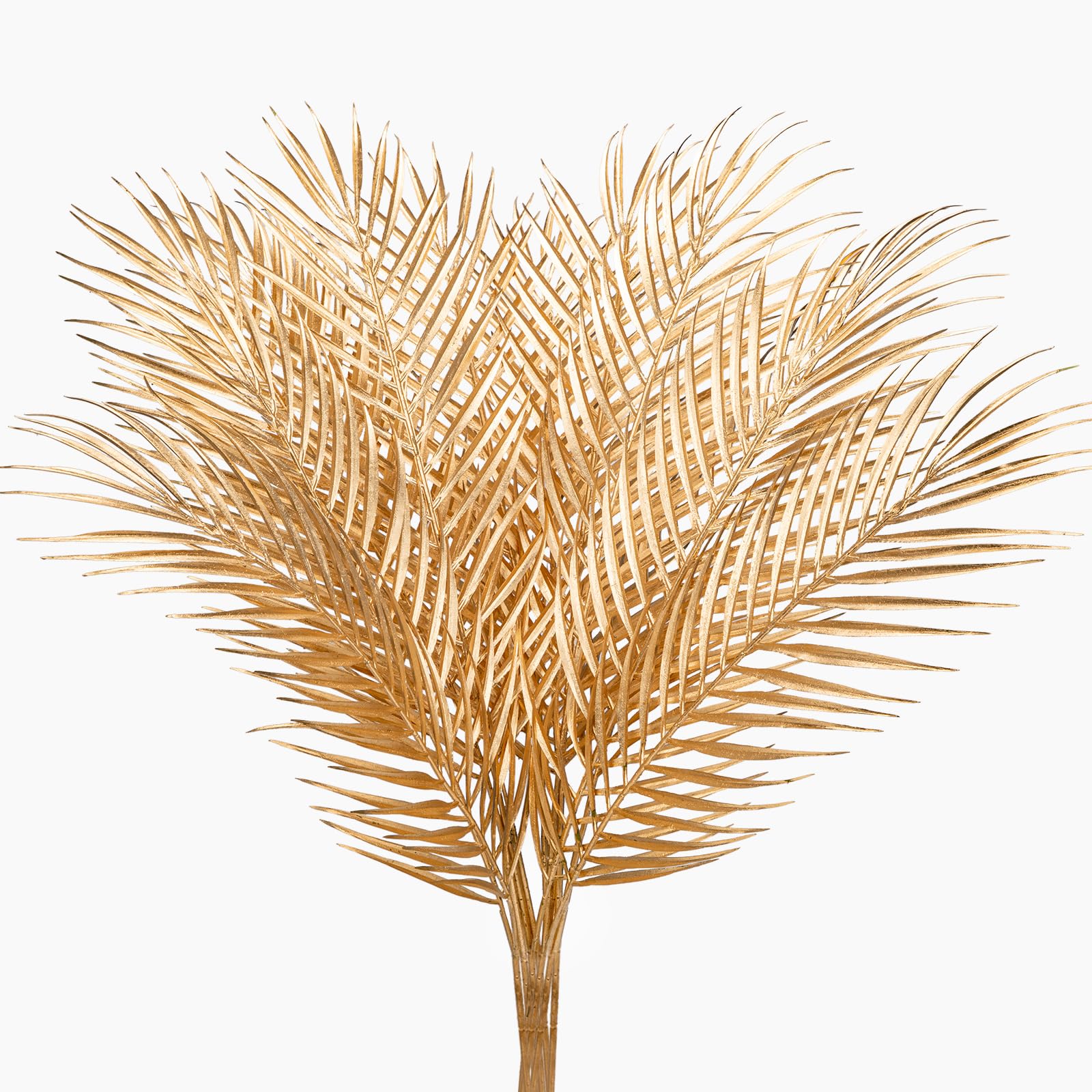29” Large Gold Palm Leaves Palm Fronds Tropical Leaves Areca Palm Branches Artificial Palm Leaves with Stem Golden Palm Tree Leaves Faux Palm Leaves