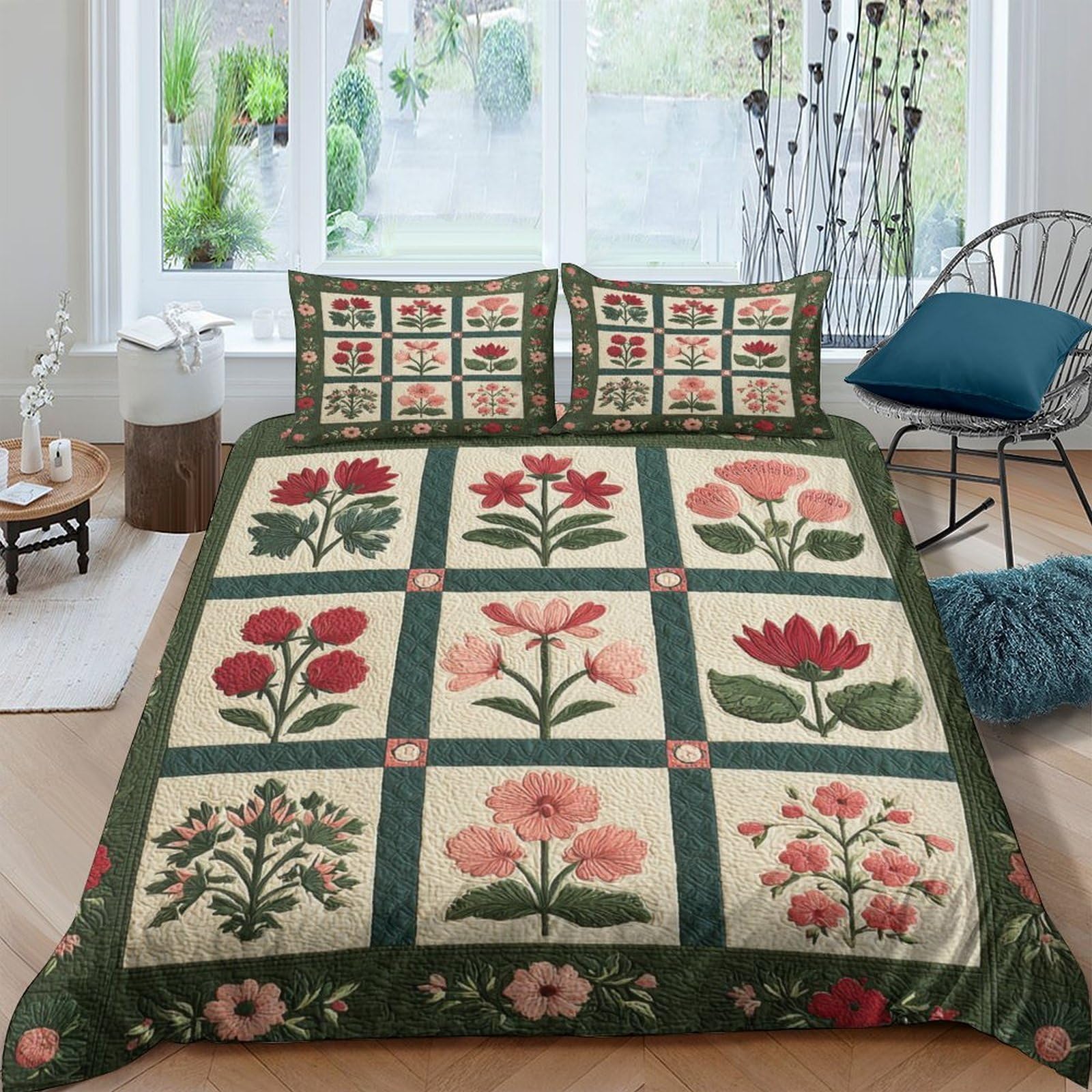 Ctjqhvkz Style-10 3D Printed Botanical Floral Fitted Sheet Microfiber Soft Breathable Garden Patchwork Bed Sheet For Bedroom Guest Room Decor Single（135X200cm）