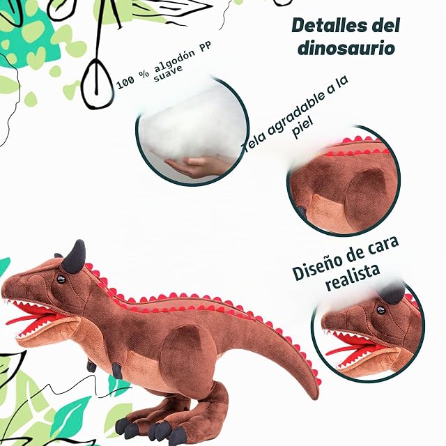 Foto 2 de 8 de Tiny Heart Carnotauro Peluche Juguete Dinosaurio Realista Animal Encantador Suaves de Felpa para Niños…
