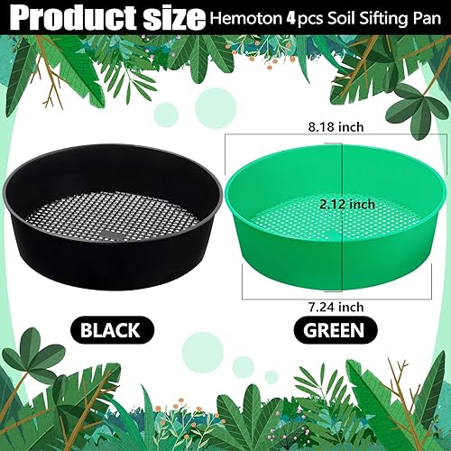 Vista 2 de Paquete de 4 tamices redondos de compost de tierra de jardín, tamiz de arena de plástico, juego de sartenes para jardinería, trabajo de plantas