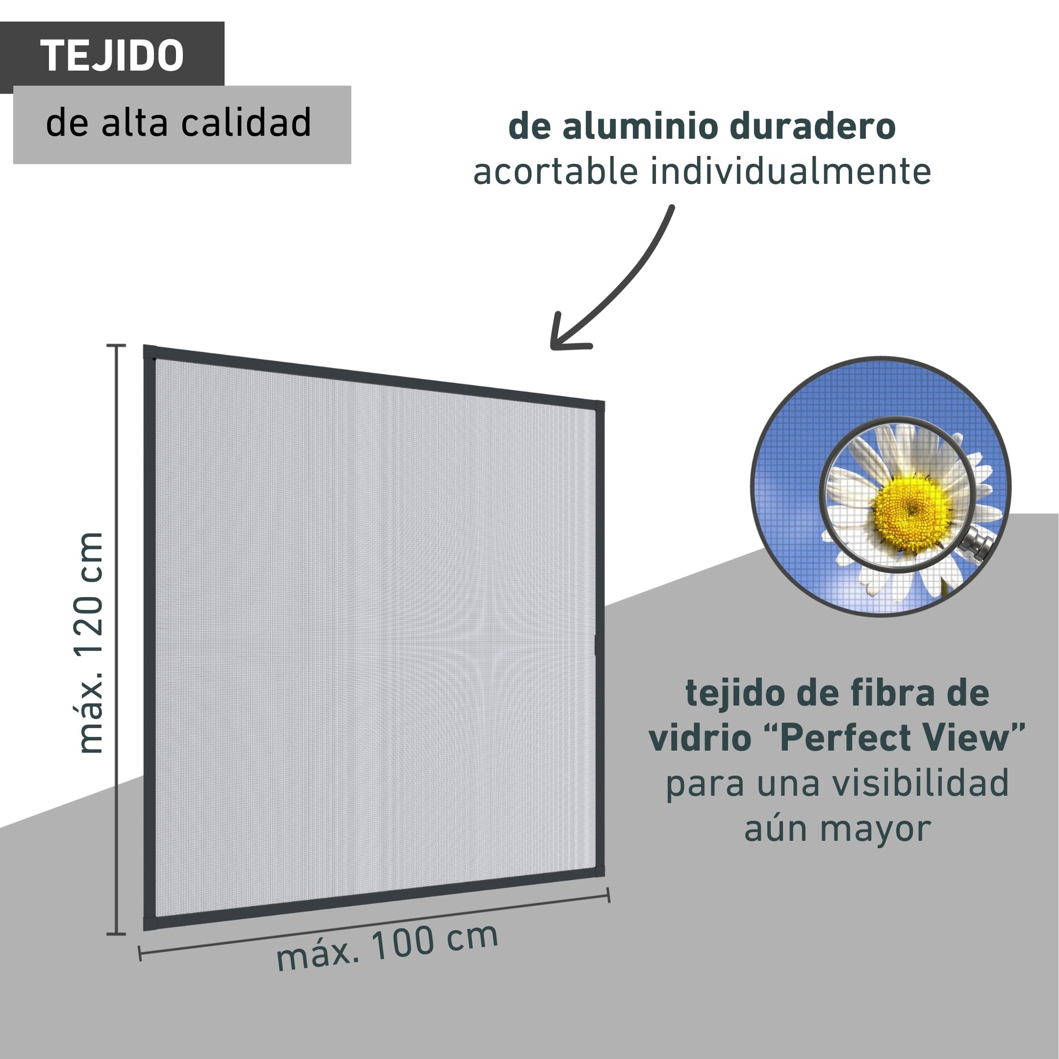 Windhager Mosquitera Marco tensor Expert, mosquitera Marco de aluminio para ventanas 100 cm x 120 cm, antracita, 04337