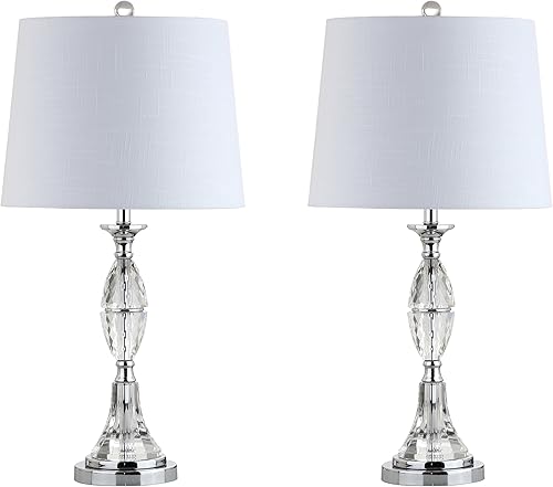JONATHAN Y JYL2041A-SET2 - Juego de 2 lámparas de mesa Reid de cristal LED de 25.5 pulgadas, lámpara de mesa de noche para dormitorio, sala de