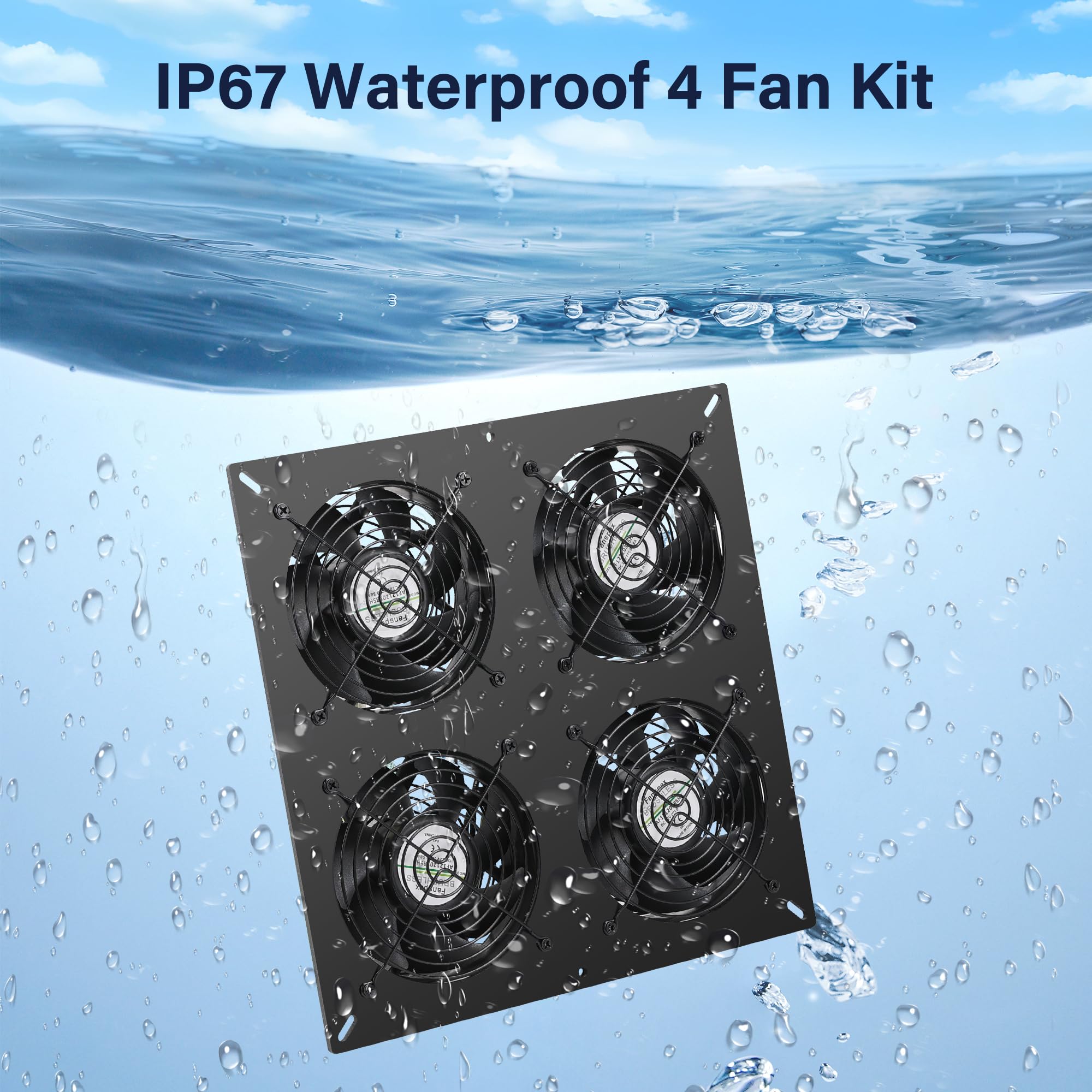 Fanspex Kit de 4 ventiladores solares impermeables para gallinero, invernadero y cobertizo | Ventiladores solares de alta velocidad para entrada o escape de aire al aire libre