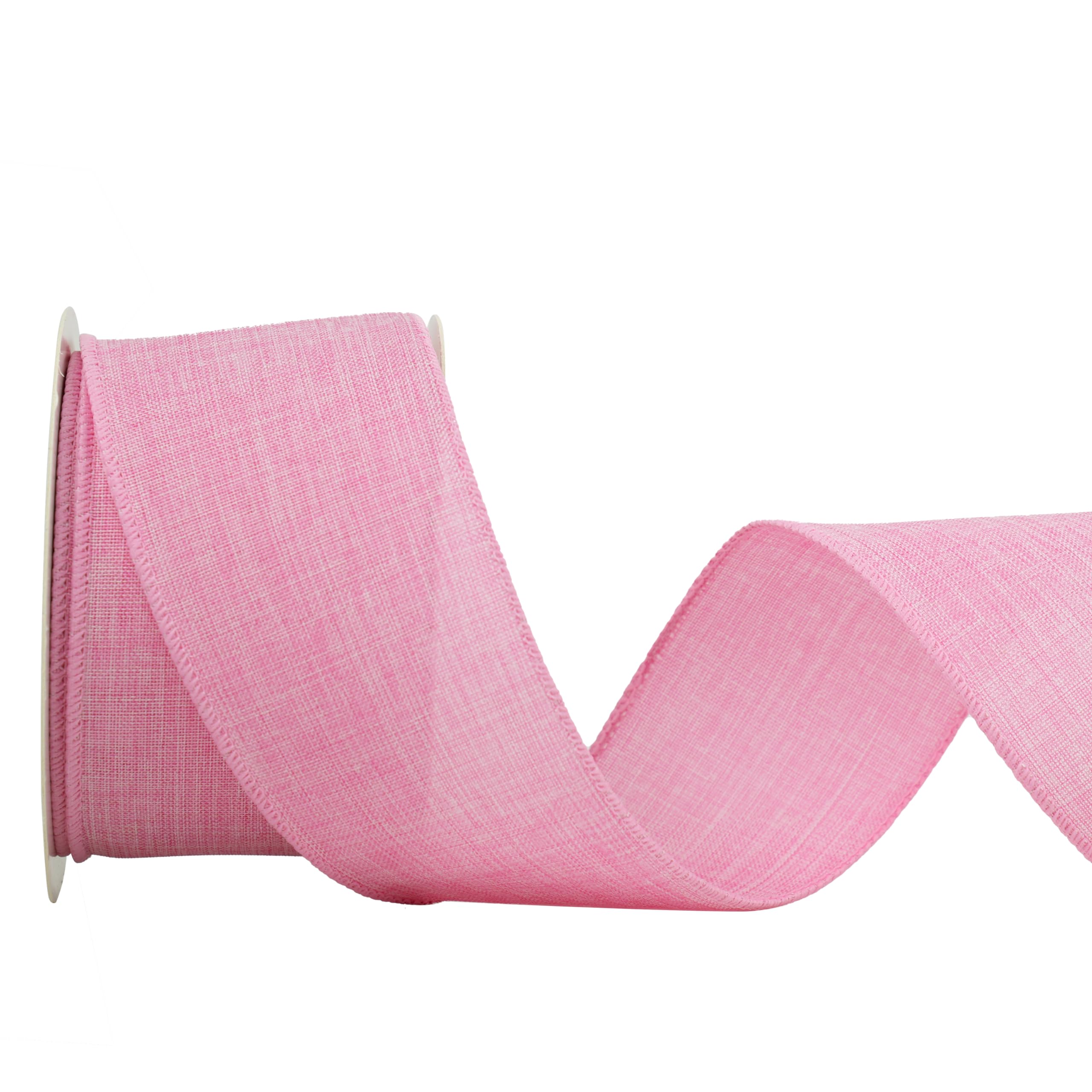 MAYREEL Pink Burlap Wired Ribbon 2.5 Inch Light Pink Ribbon for Valentine's Day Florist Door Wreaths Rustic Wedding Christmas Farmhouse Crafts Spring Summer Home Decor 10 Yards