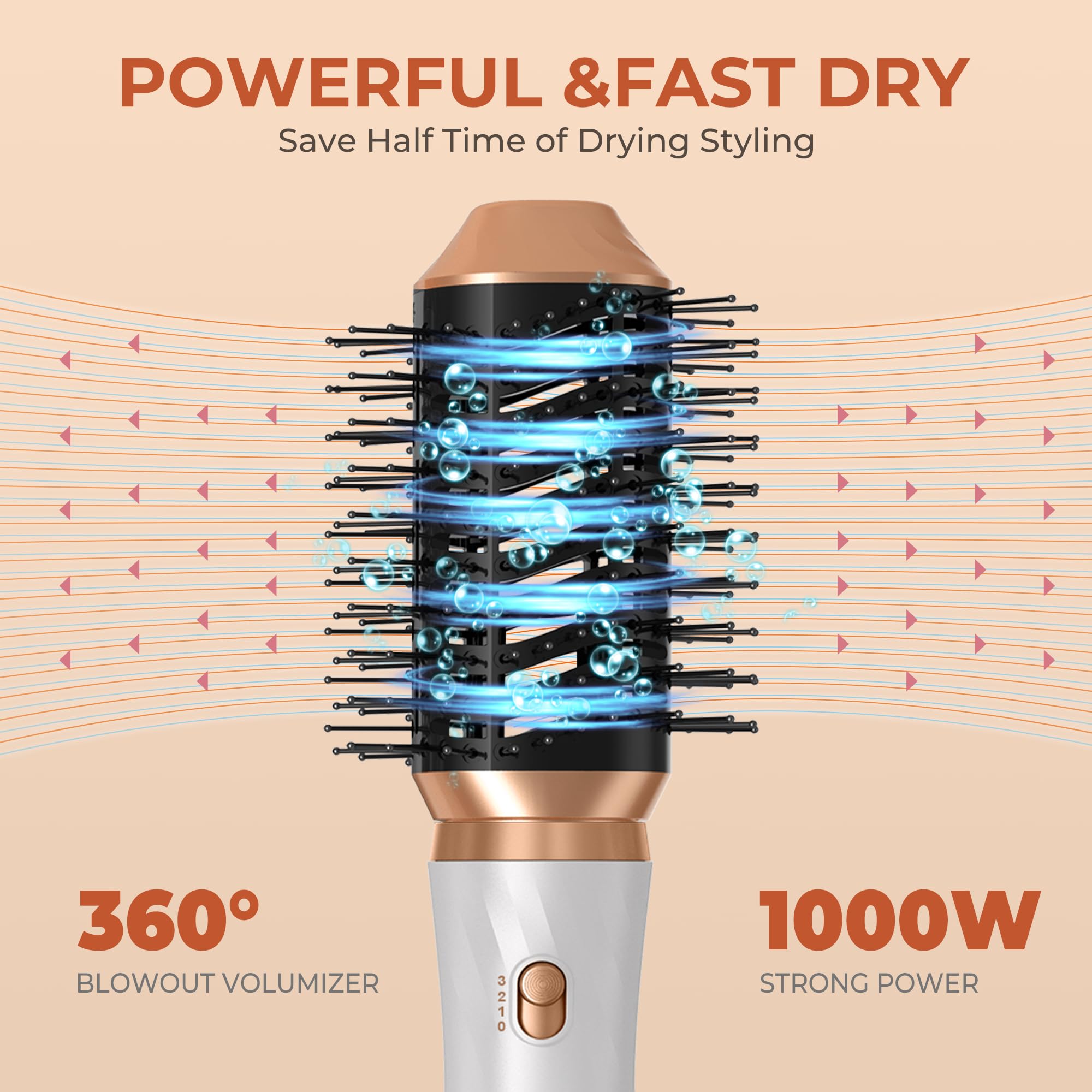 Airstyler 6 en 1, UKLISS Secador Pelo Profesional con Rizador Pelo Automatico Hair Straightener Thermal Brush Hair Curler Hair Dryer, Cepillo Alisador Pelo para Volumen, Doblar, Suavizar, Secar