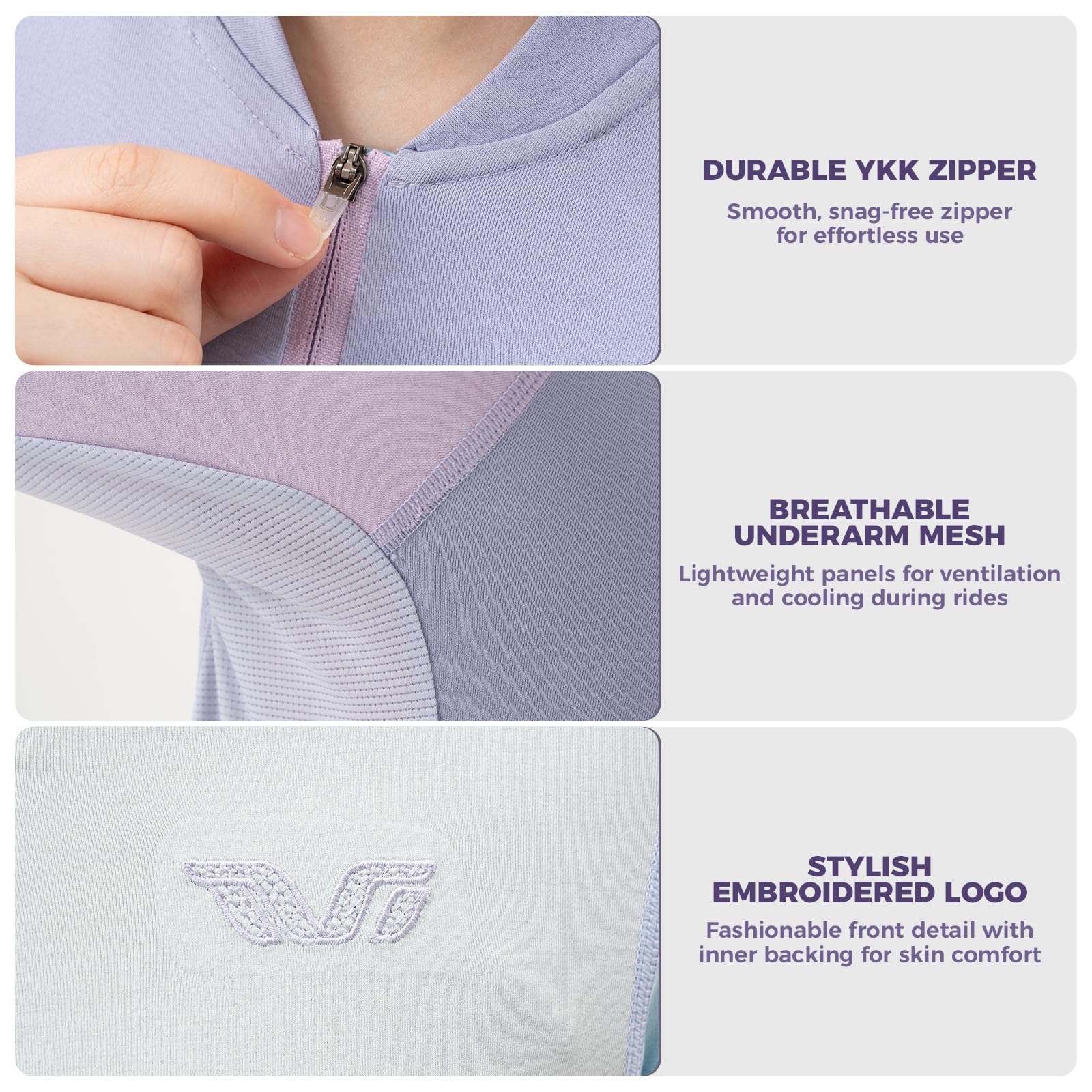 ROCKBROS TVI Damen Radtrikot Langarm mit YKK Reißverschluss | Fahrradtrikot, Jersey, Atmungsaktiv Schnelltrocknend, Rückentaschen, Rutschfest Reflektierend, für Rennrad MTB Training