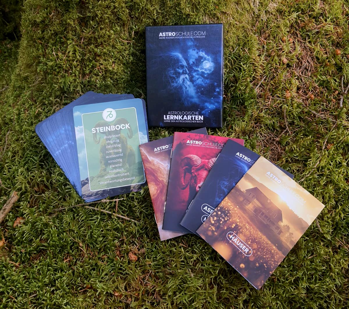 Astrologische Lernkarten & Orakelkarten – 48 Karten + 4 Booklets | Astrologie Lernen und intuitiv deuten