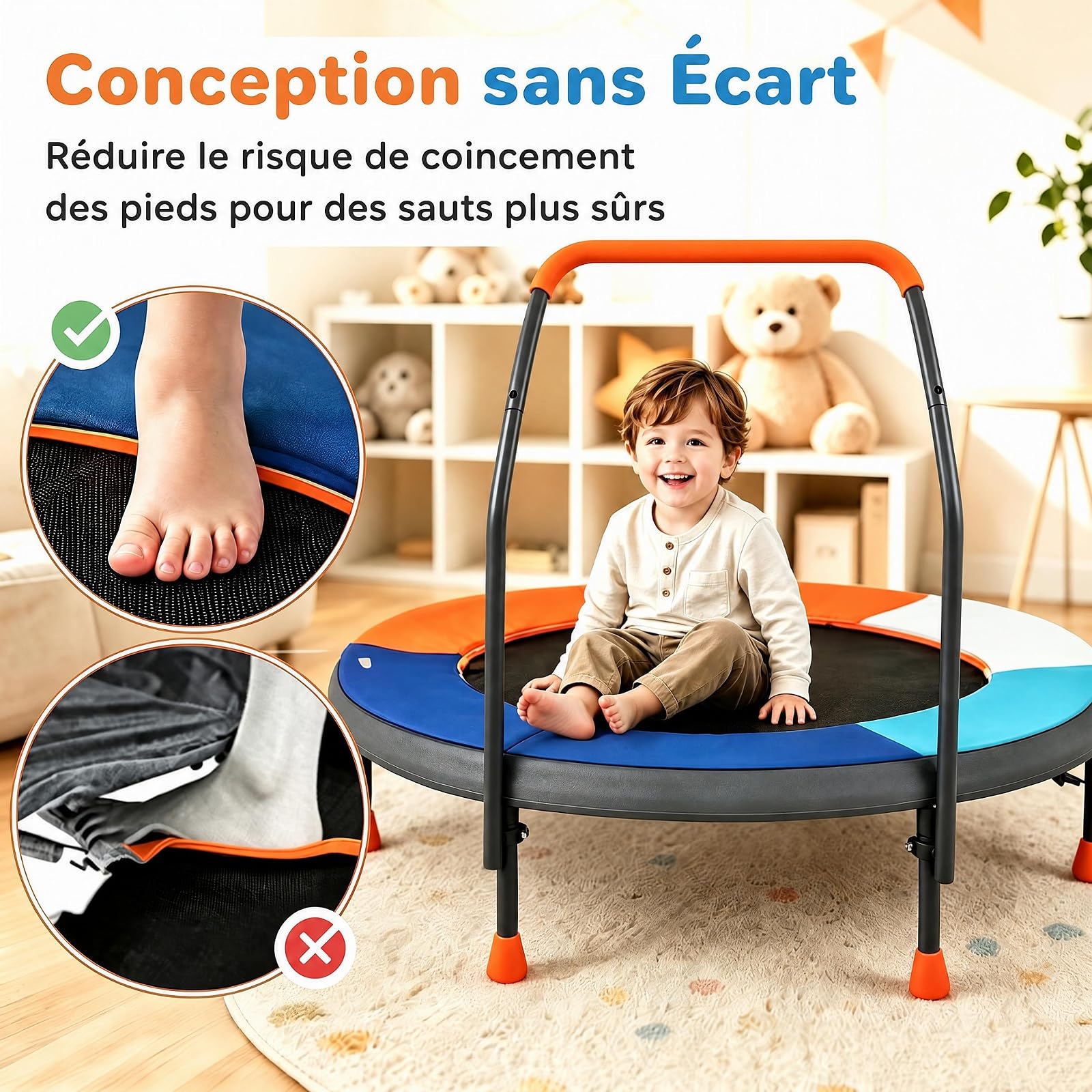 GOPLUS Trampoline Intérieur Enfant Ø90CM,Mini Trampoline Enfant