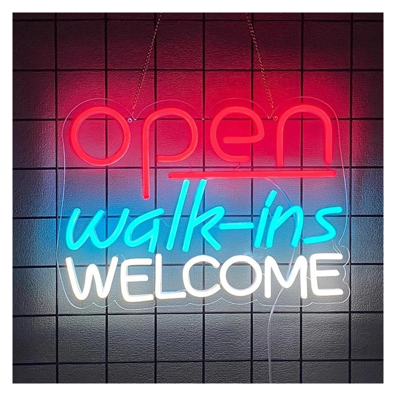 Sign Lamp Open Walk-ins Welcome Neon Sign Light for Storefront Business Sign Bar Pub Restaurant Cafe Beauty Shop Wall Decor USB Lamp 40cmx29cm