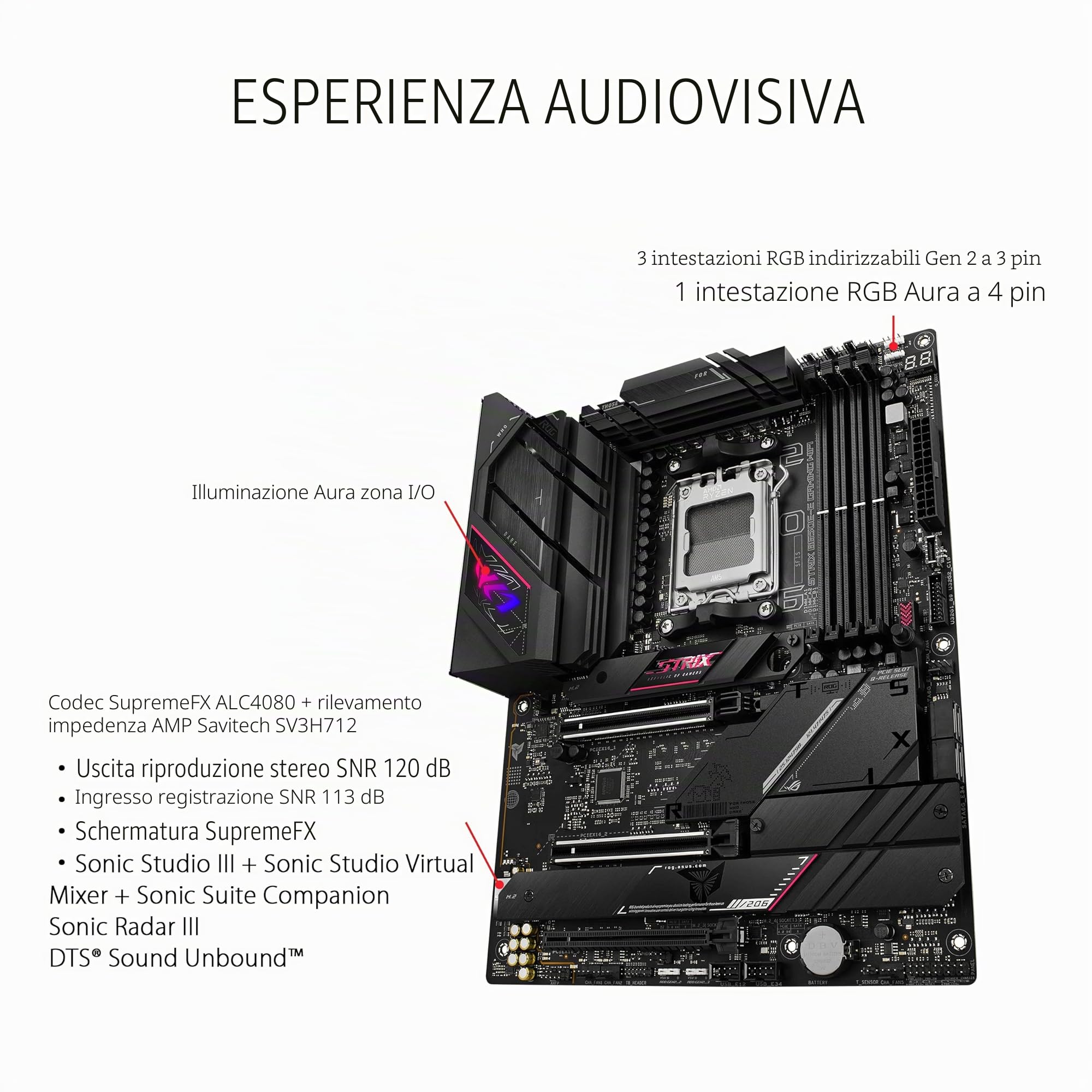 ASUS ROG Strix B650E-E Gaming WiFi AM5 (LGA1718) Ryzen 7000 Gaming Scheda madre (16+2 livelli di potenza, DDR5, slot M.2 4X, PCIe® 5.0, WiFi 6E, 2.5G LAN, USB 3.2 Gen 2x2 Type-C® porta I/O posteriore,