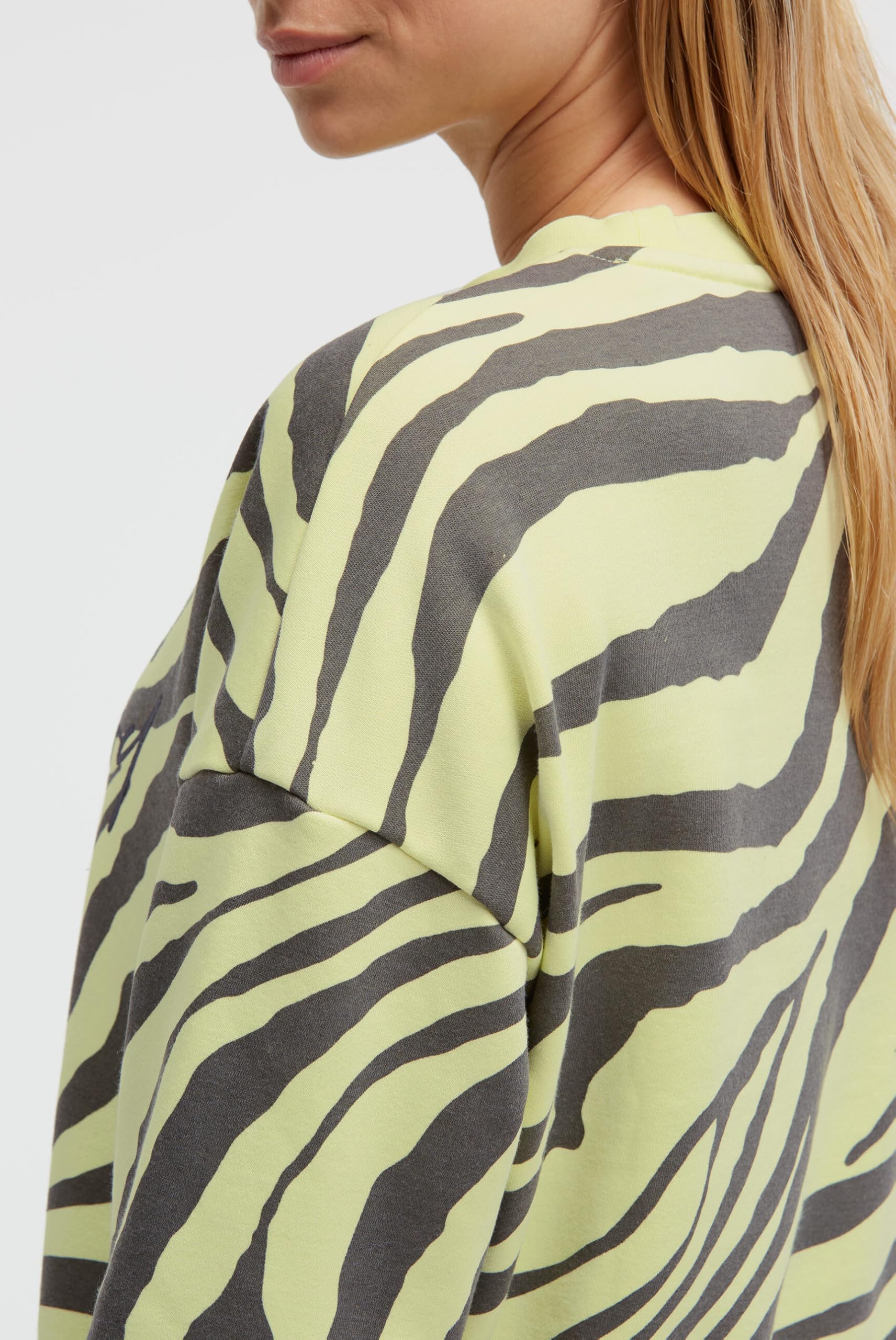 SOCCX Damen Sweatshirt mit Zebra-All-Over-Print