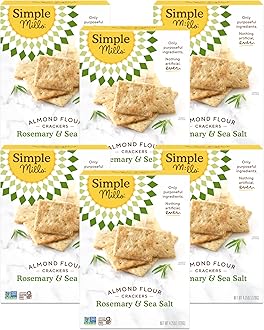 Simple Mills Almond Flour Crackers, Rosemary & Sea Salt - Gluten Free, Vegan, Healthy Snacks, 4.25 Ounce (Pack of 6)