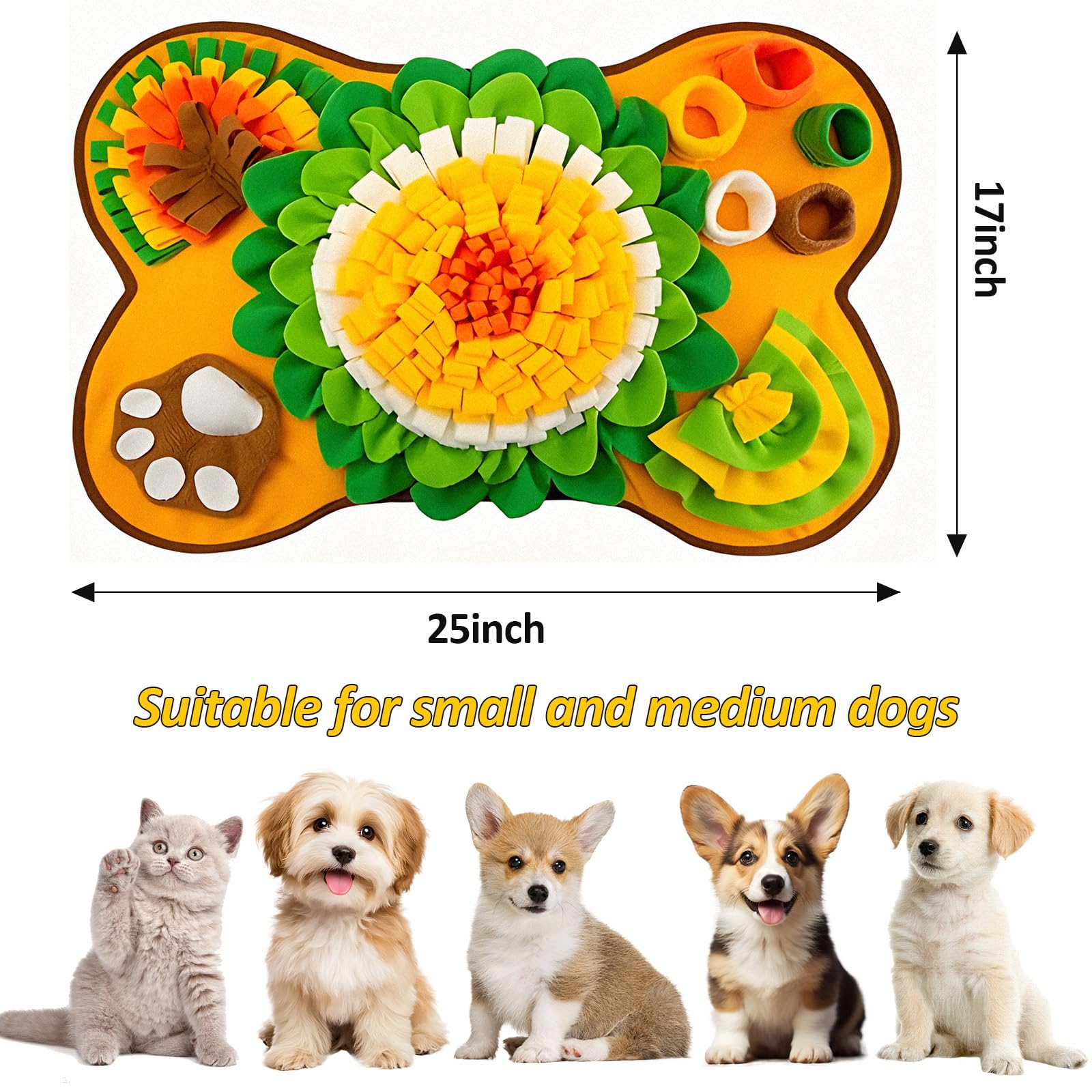 SupRovare Snuffle Mat for Dogs, Interactive Washable Slow Feeder Mat, Durable Pet Enrichment Toy for Puppies & Cats - Image 4