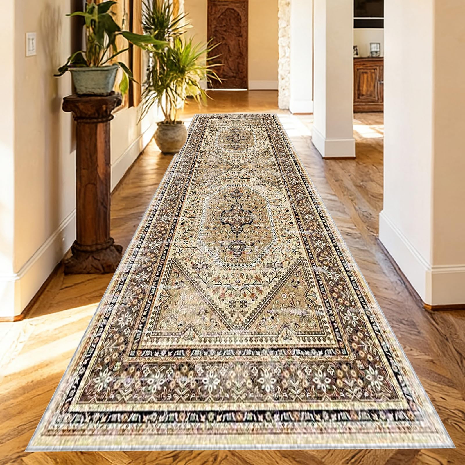Washable Runner Rugs for Hallway Kitchen Carpet Runners Non Slip Hall Runner Rugs Long Hallway Rug Carpet Floor Mat for Hallway Entryway Laundry Room Living Room Area Rug Narrow Rugs 120 x 450 cm