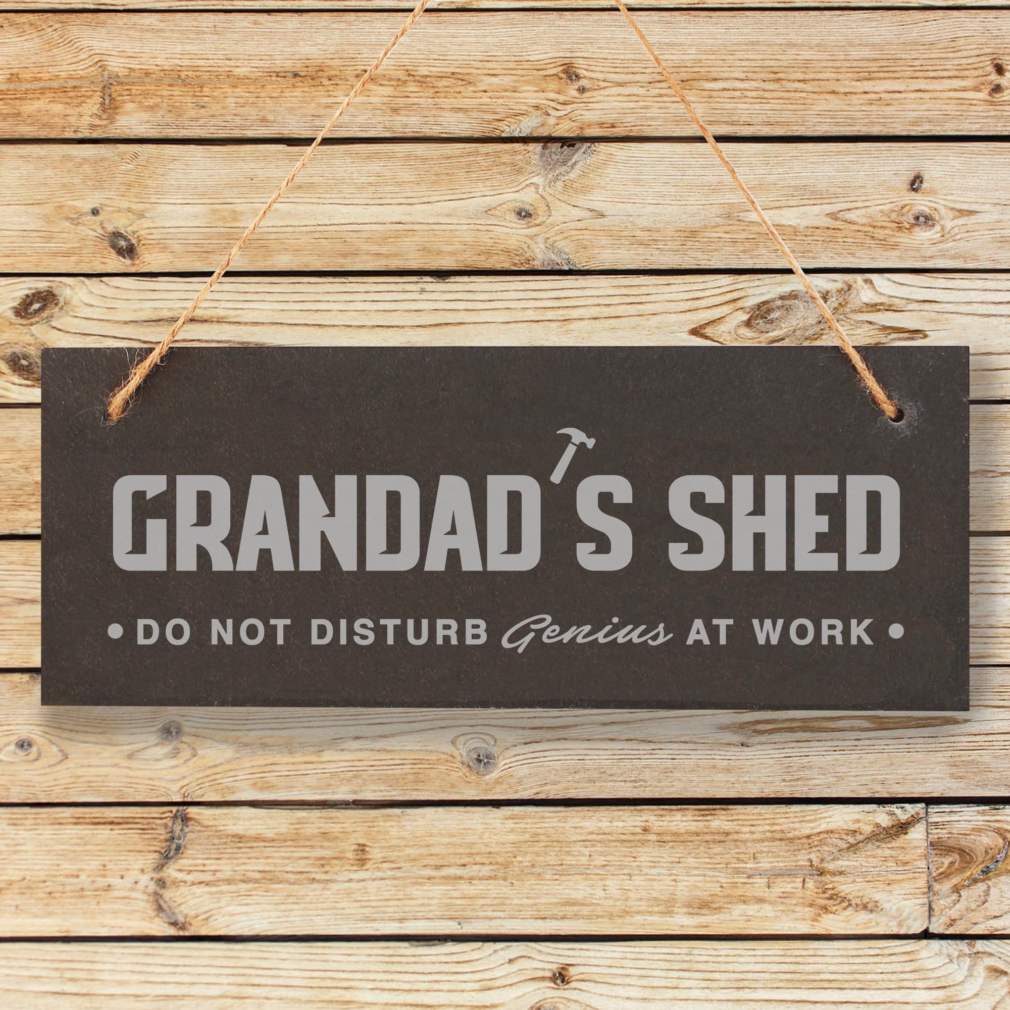 Ebuygb Personalised Grandad’s Shed Sign, Diy Enthusiast Gift, Slate Door Sign, Workshop Décor, Do Not Disturb Hanging Plaque, Grandad Father's Day Gift
