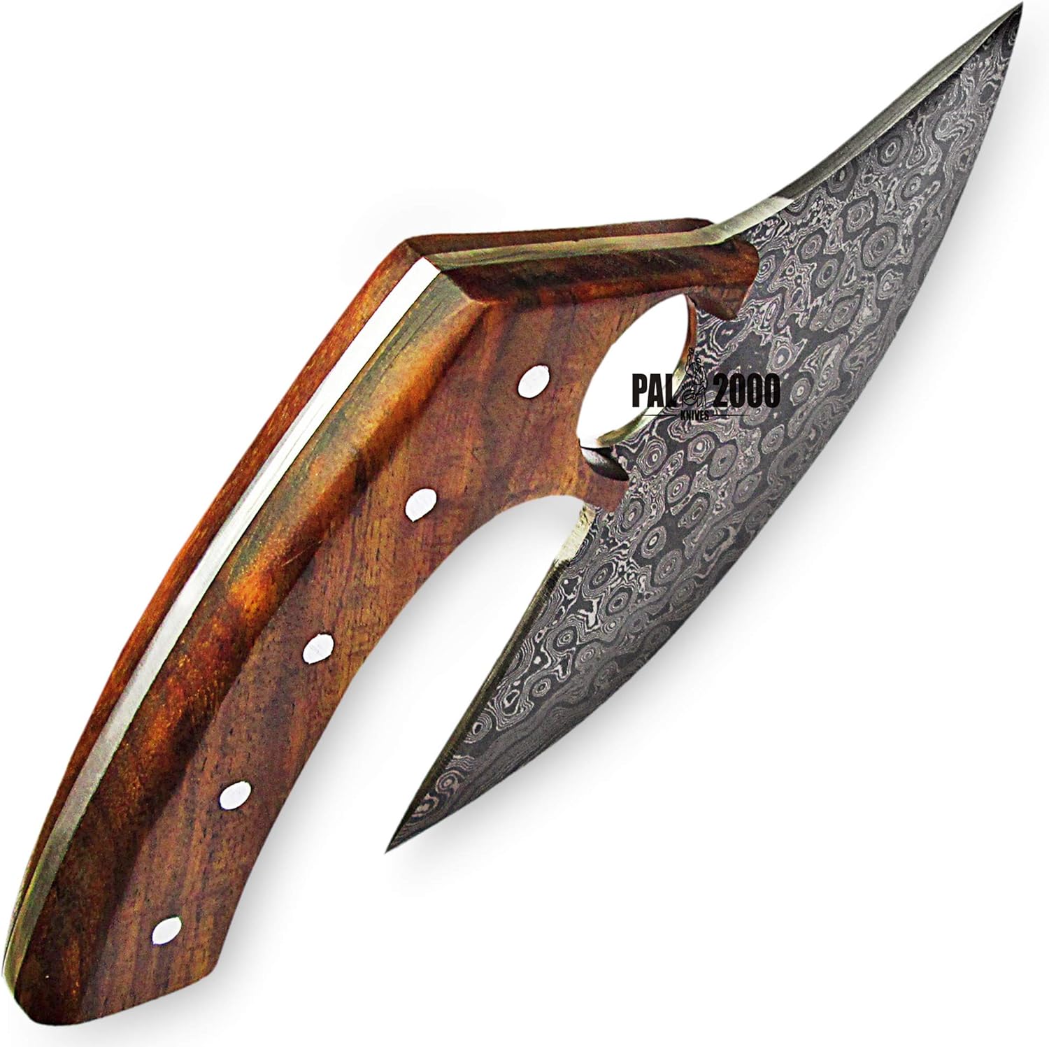 Get Discount Offer Smma-9881 - Handmade Damascus Steel Ulu Knife - Solid Rose Wood Handle