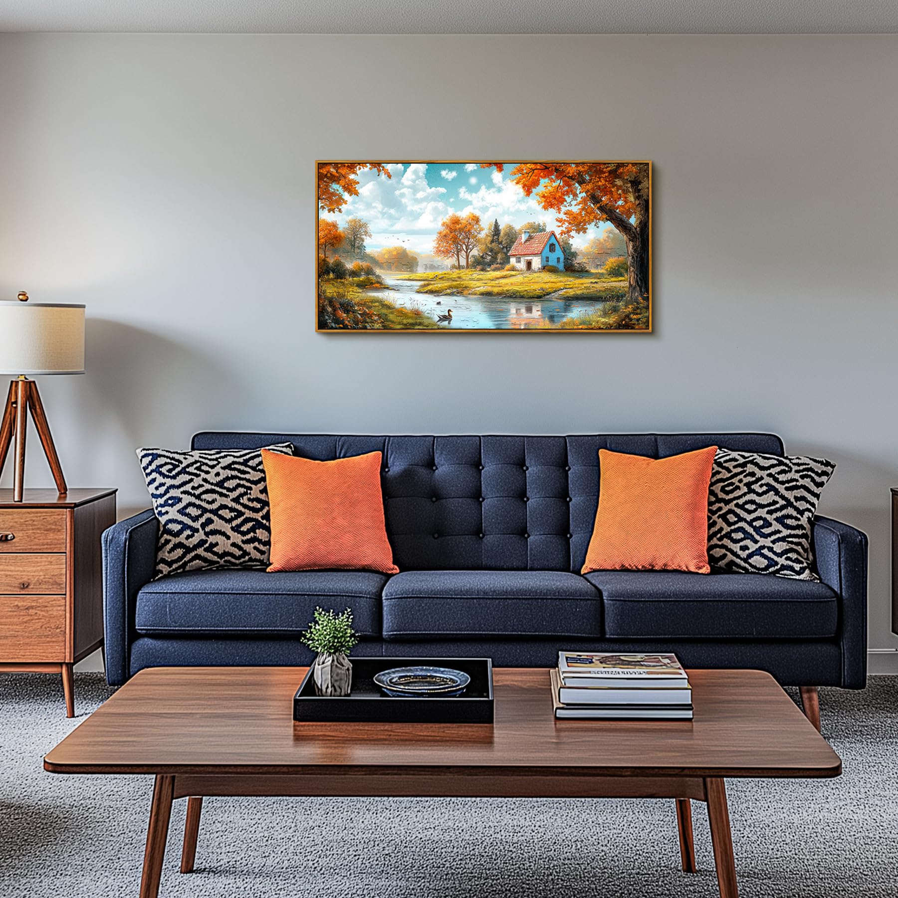 hyidecorart Landschaft Wandbilder mit Rahmen Moderne Gemälde 50x100 cm | Naturthemen, HD-Druck, Leicht Aufzuhängen, Große Formate, Leinwandgewebe, Schön Wanddeko, Geschenk, Einfache Installation