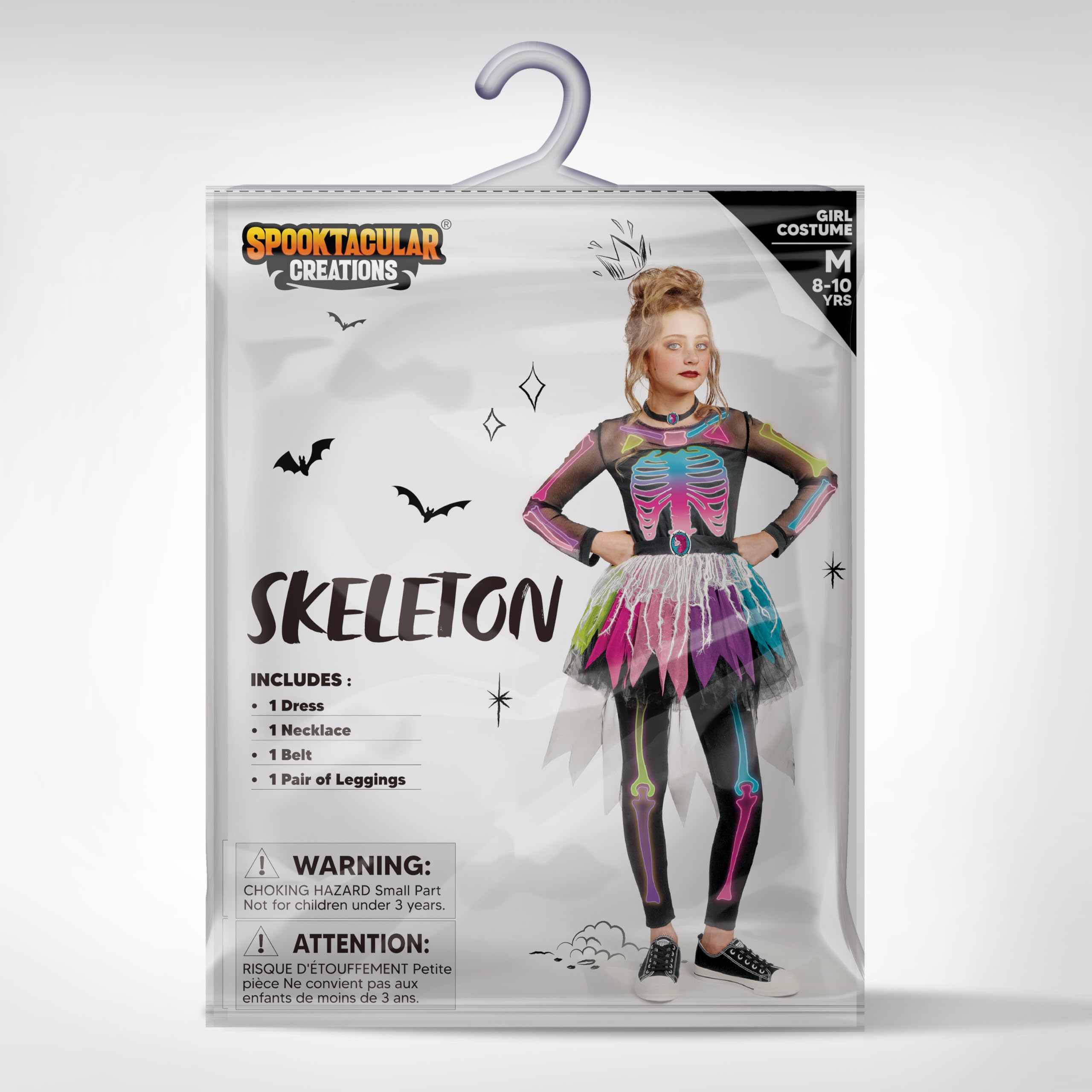 Disfraz de esqueleto de Halloween para niñas, vestido de tutú de esqueleto fantasmal para niñas, disfraz de Halloween, Con color 5